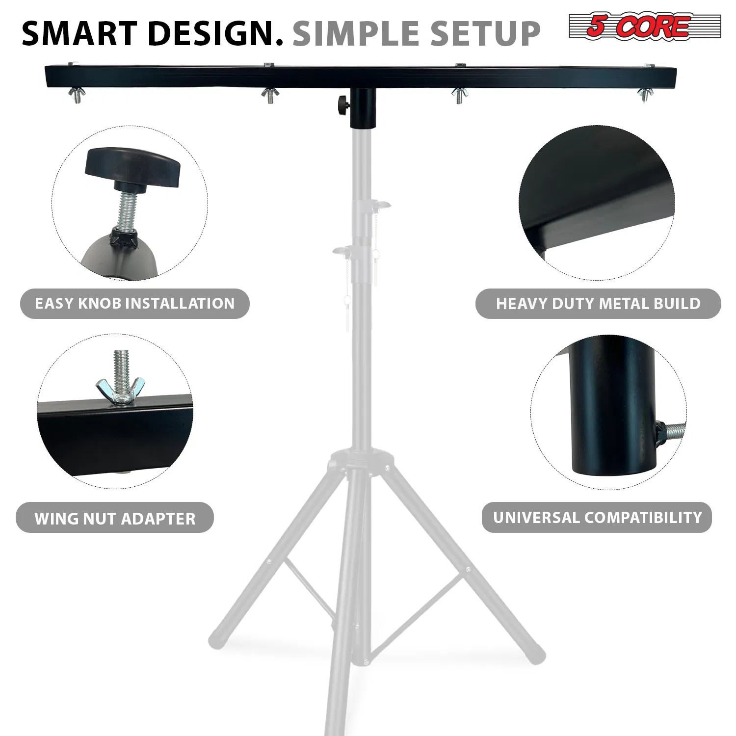 5 Core DJ Light Stand and T Bar Adjustable Heavy Duty Stage Lights Stands photo 2