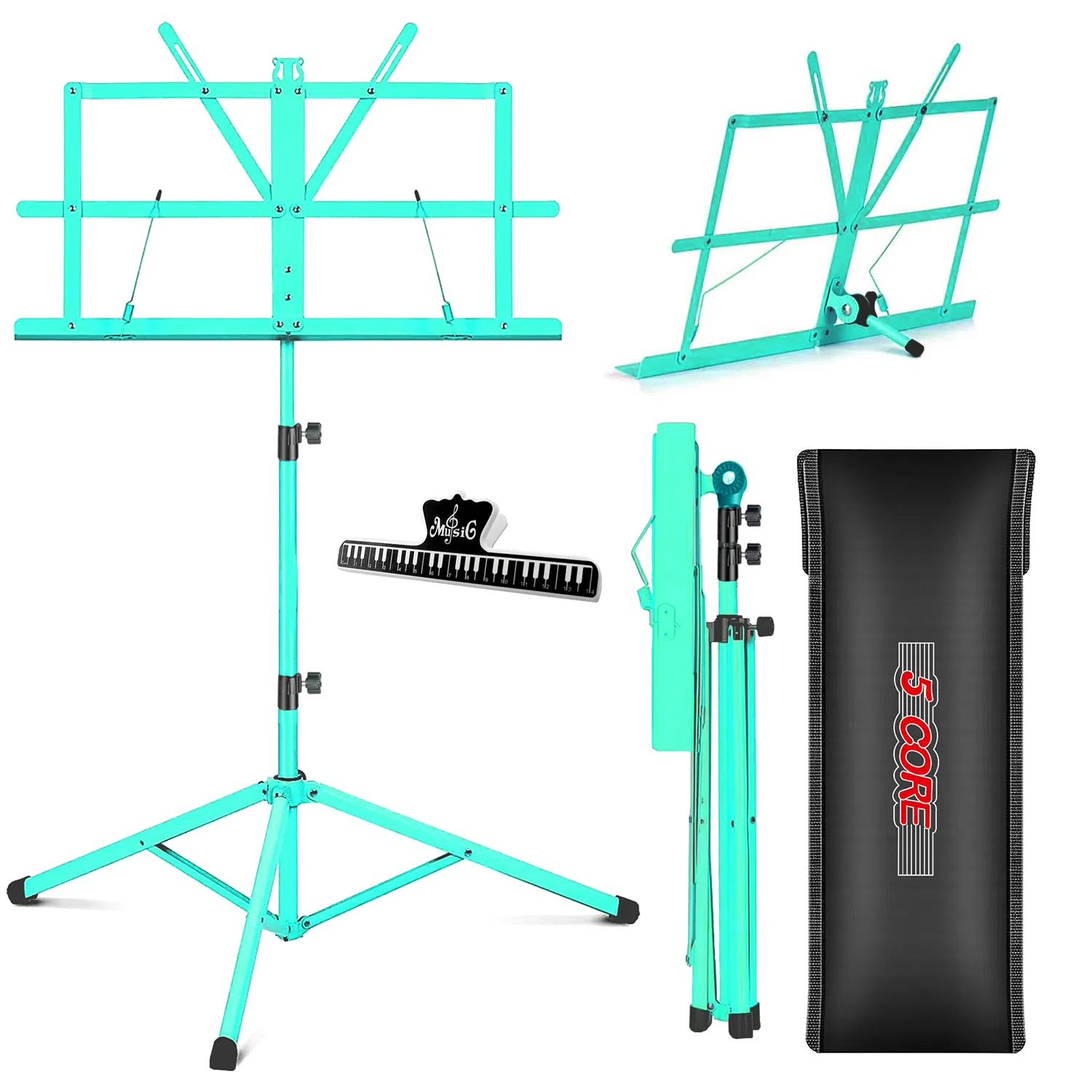 5 Core Music Stand Adjustable Desktop Book Stands Portable Sheet Holder All Metal Foldable Bookstand photo 1