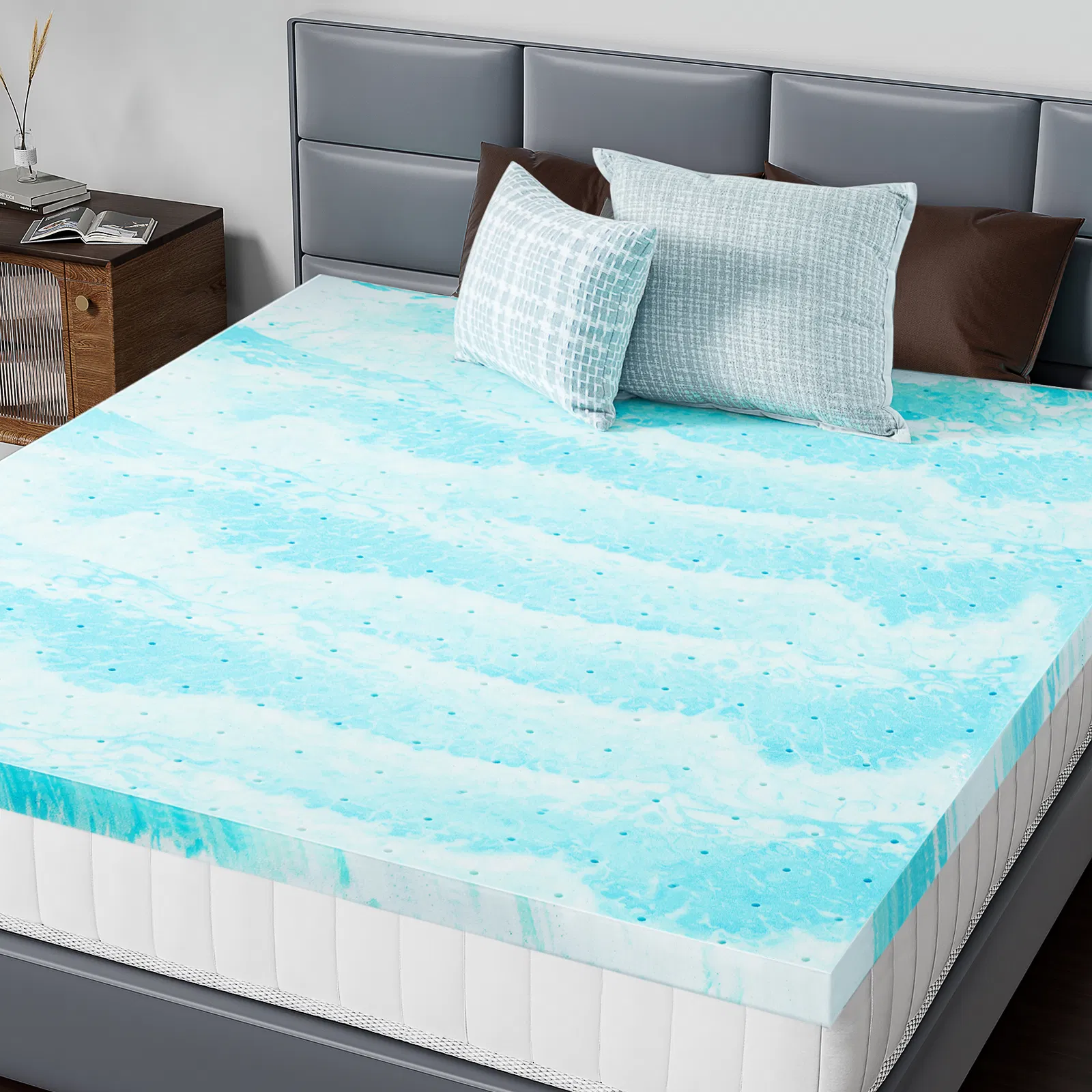 2-3 Inch Gel Memory Foam Mattress Topper Full Size Cooling Mattress Soft and Breathable Bed Topper School Bedroom Furniture photo 1