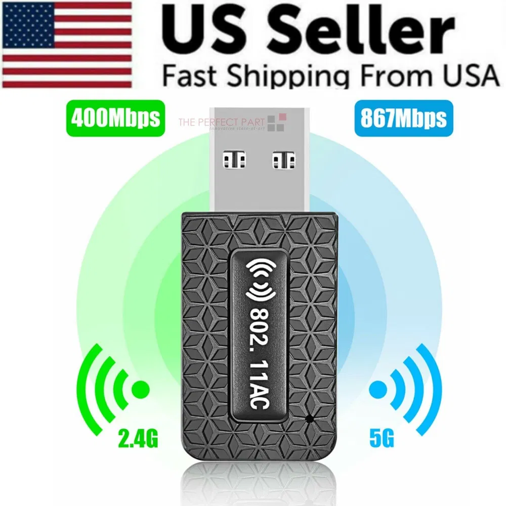 1300Mbps USB3.0 Wireless WiFi Adapter Dongle Dual Band 5G/2.4G Desktop Laptop PC photo 2