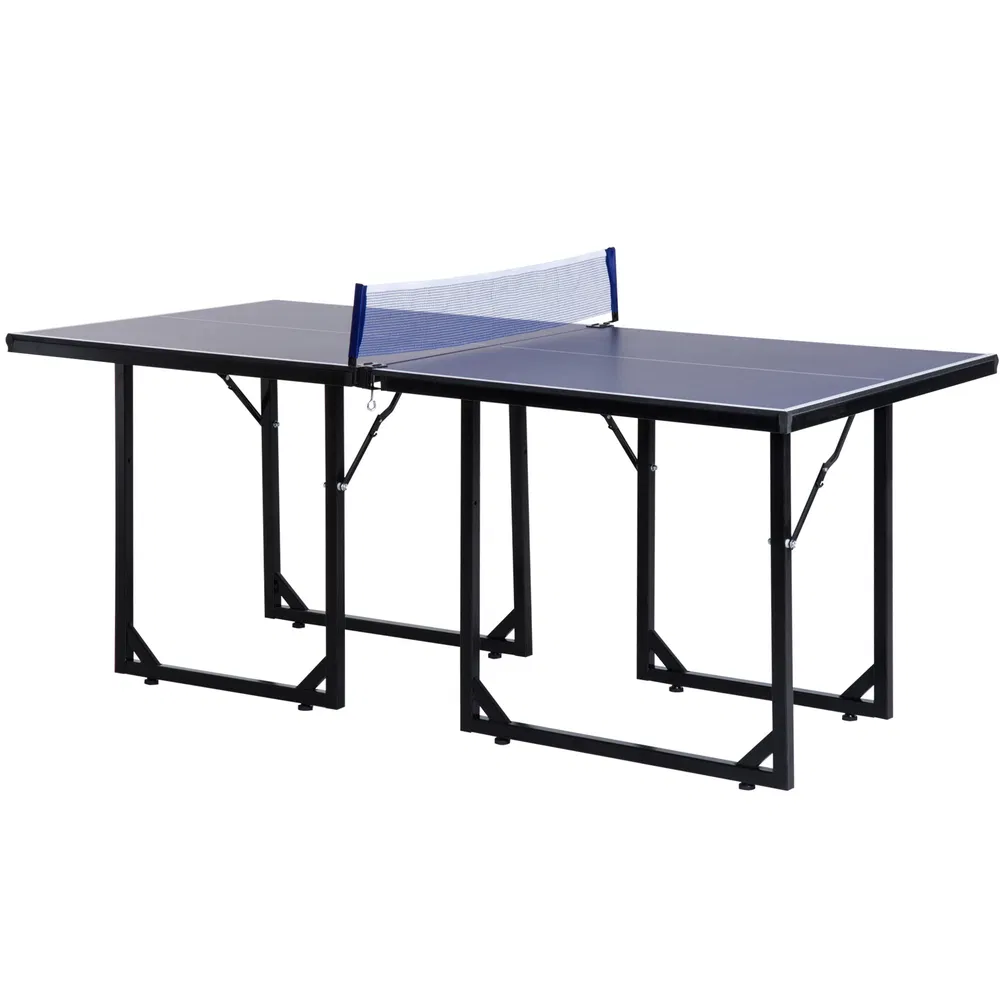 6x3ft Compact Midsize Table Tennis Table Multi-Use Family Ping-pong Table Free Standing Folding Blue photo 2