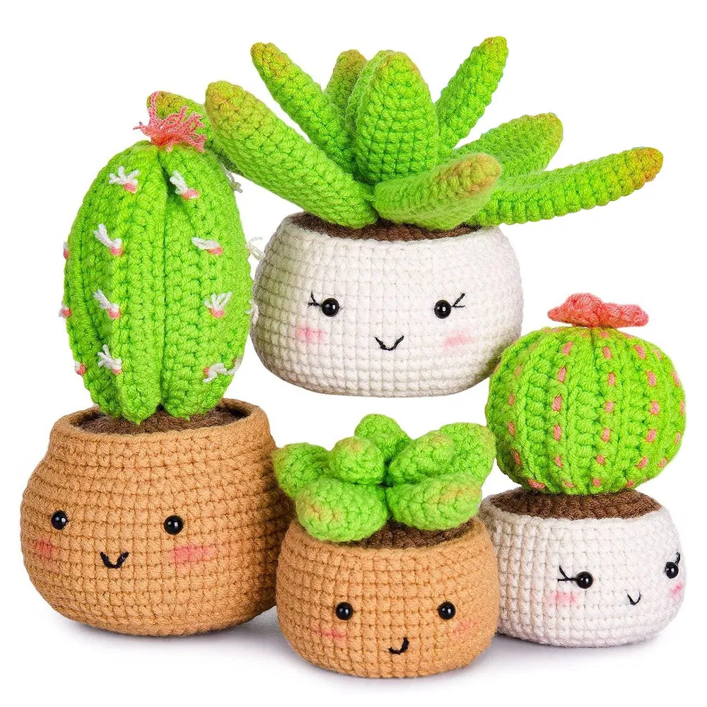 Succulents Crochet Kit Crochet Kit For Beginners DIY Knitting Supplies for Kids Adults 4 Patterns photo 2