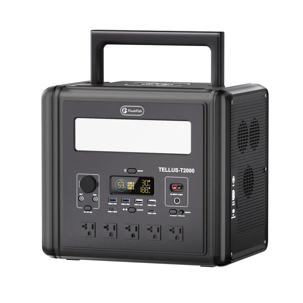 2000W Portable Power Station, 1536Wh LiFePO4 Battery Pack with 4000W Surge, AC Fast Charge,1.5H Full charged, LED Flashlight - Solar Generator for RV, Home Backup, Camping,Outdoor, Sturdy Handle photo 2