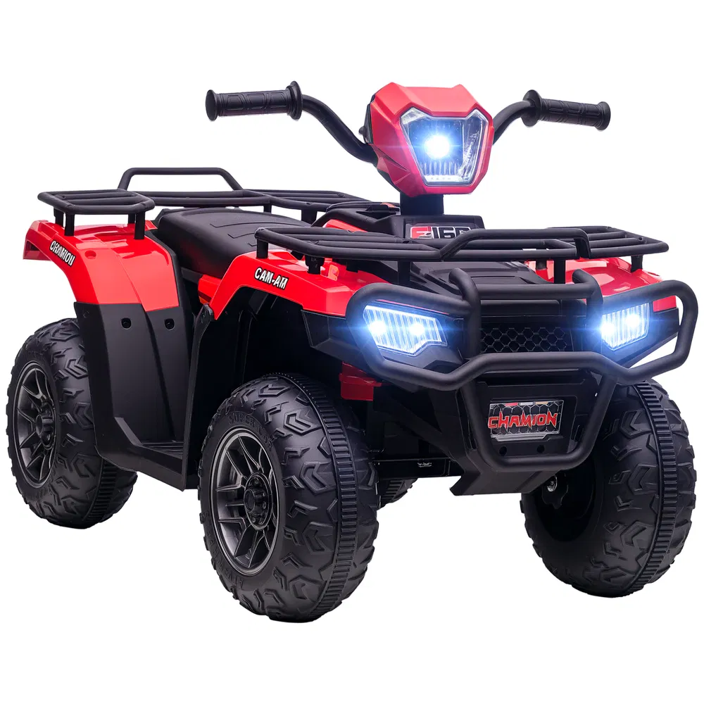 12V Kids ATV Quad, 4 Wheeler Battery Powered Electric Vehicle with Music MP3, Headlights, High Low Speed, Treaded Tires, for Boys and Girls Ages 37-60 Months, Red photo 2