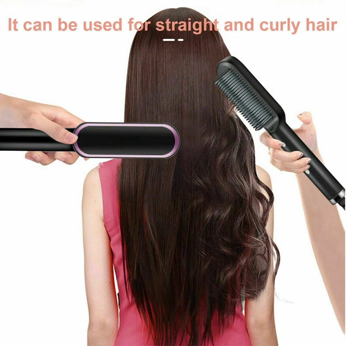 Hair Straightener Brush Straightening Curler Hot Comb Electric Adjustable Heat photo 3