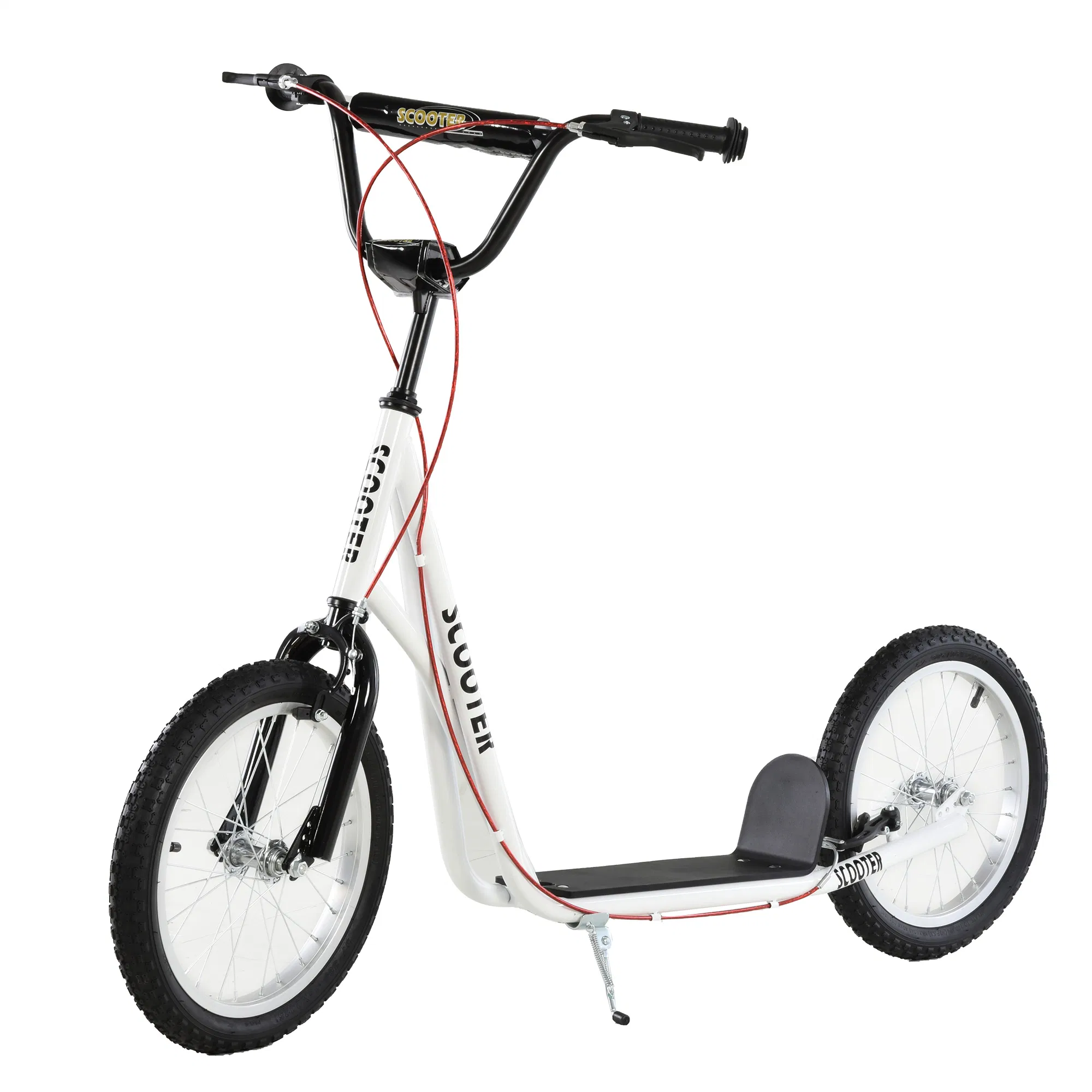 Kids Kick Scooter for 5+ Year Old, Kids Ride on Toy w/ 16'' Inflatable Wheel Dual Brakes, White photo 1