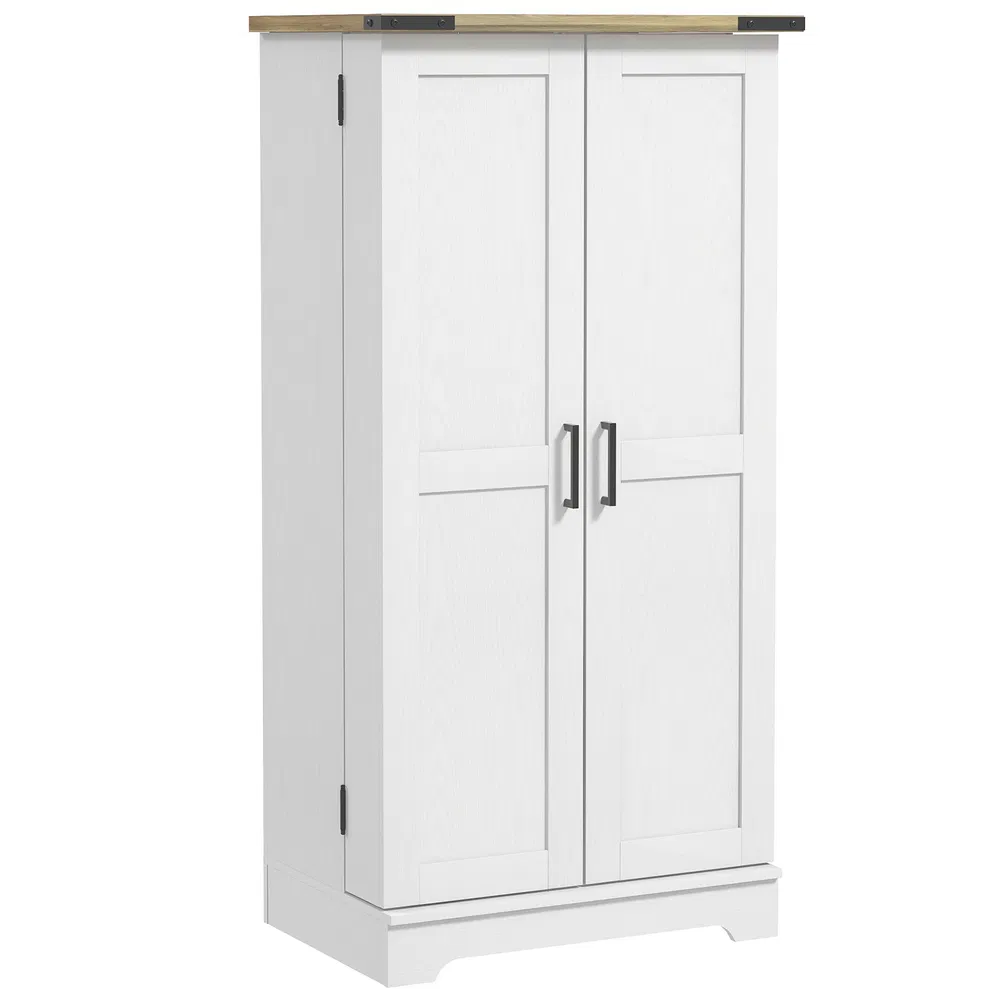 Farmhouse Kitchen Pantry Storage Cabinet, Kitchen Pantry Cabinet with Doors and Adjustable Shelves, Cream White photo 2