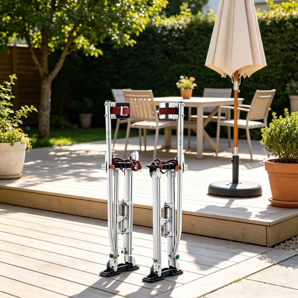 24''-40'' Adjustable Drywall Stilts with Protective Knee Pads, Durable Non-slip Work Platform for Painting, Taping & Walking, Silver photo 7