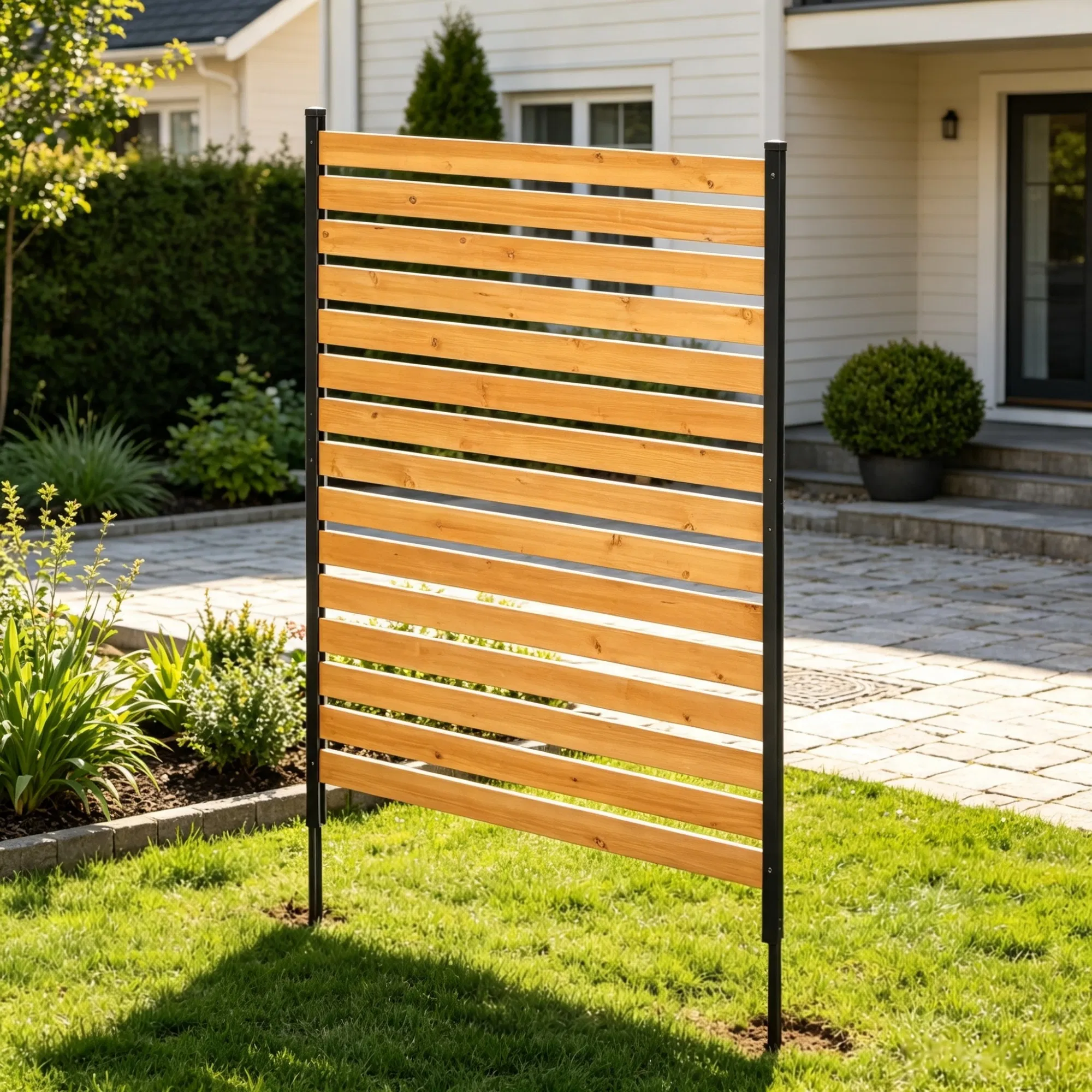 39" W x 61" L Wood Privacy Fence Panel, AC & Pool Equipment Screen with Metal Stakes, Easy DIY Installation, for Garden & Outdoor Use photo 1