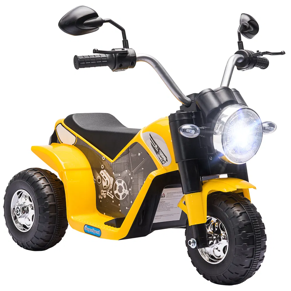 Kids Electric Motorcycle 6V Battery Powered Ride-On Dirt Bike 3-Wheels Motorbike Yellow photo 2