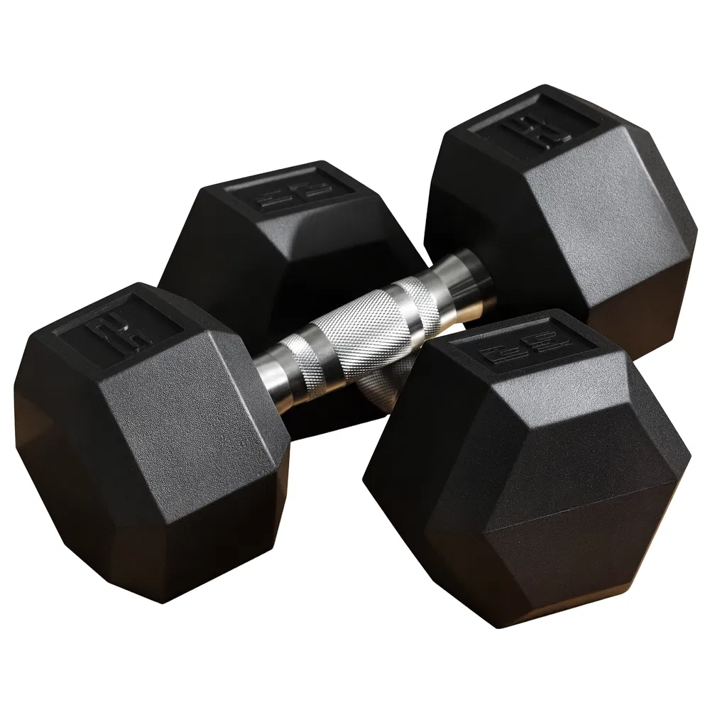 Rubber Dumbbells Weight Set, Total 50lbs(25lbs Each) Dumbbell Hand Weight for Body Fitness Training for Home Office Gym, Black photo 7