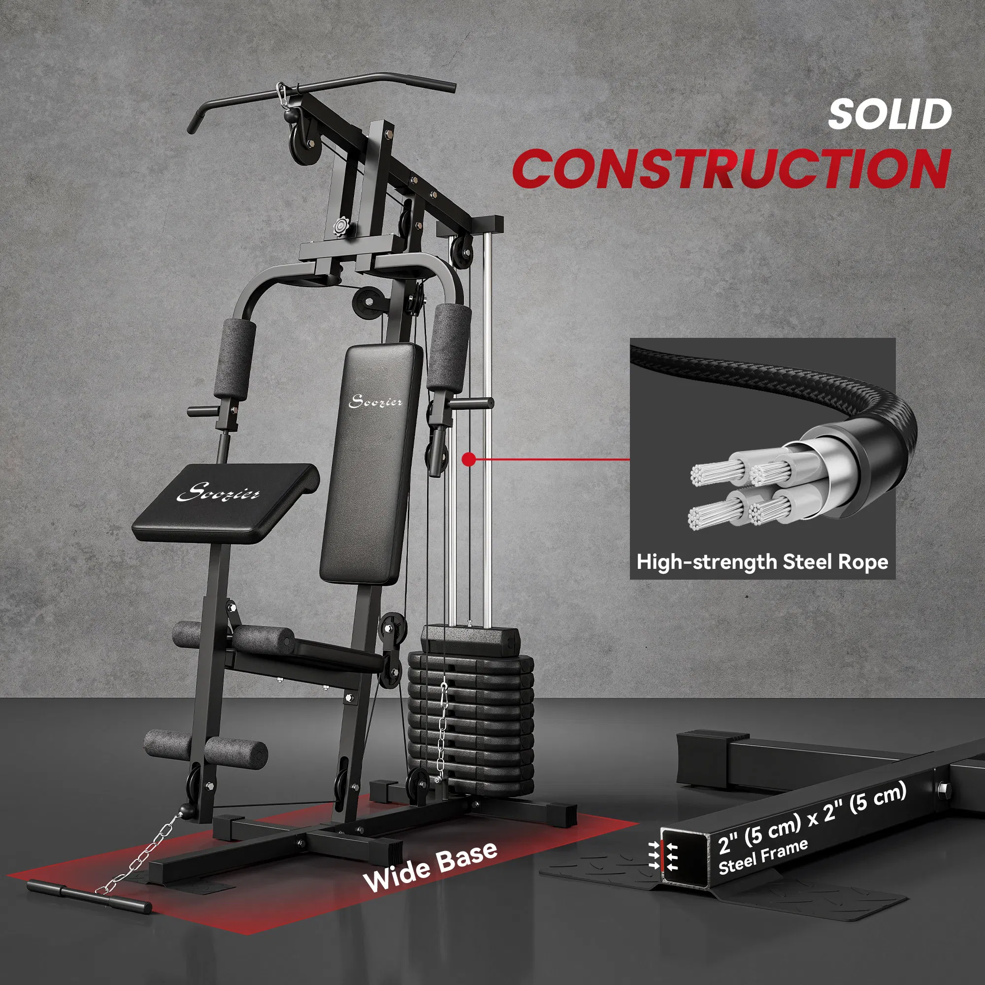 Multi-Exercise Home Gym Station with 99lbs Weight Stack, for for Back, Chest, Arms, Full Body Workout photo 3