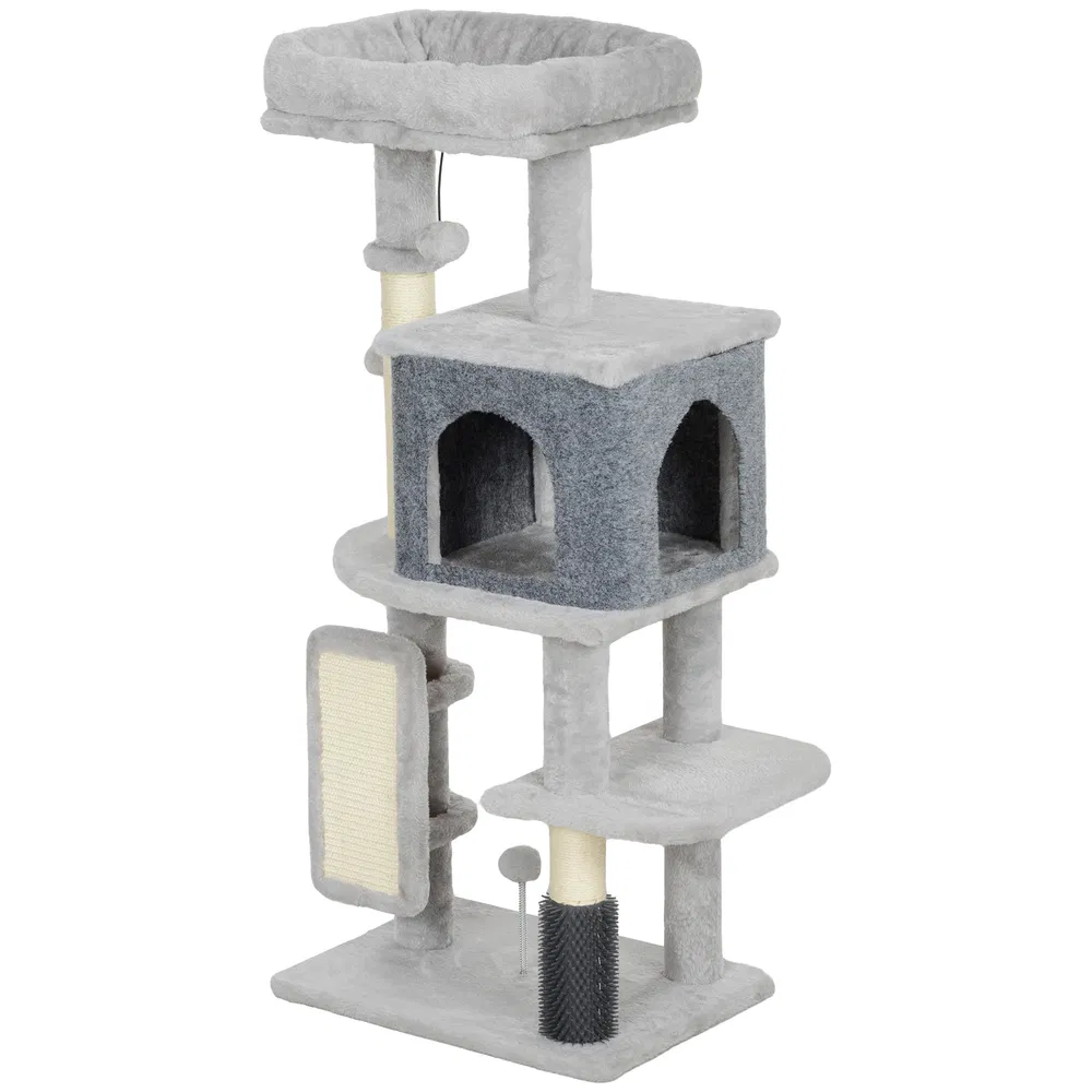 41 Inch Cat Tree with Scratching Posts, Cat Bed, Condo, Grooming Brush, Jumping Platforms, Toy Balls, Anti-tip Kit photo 2