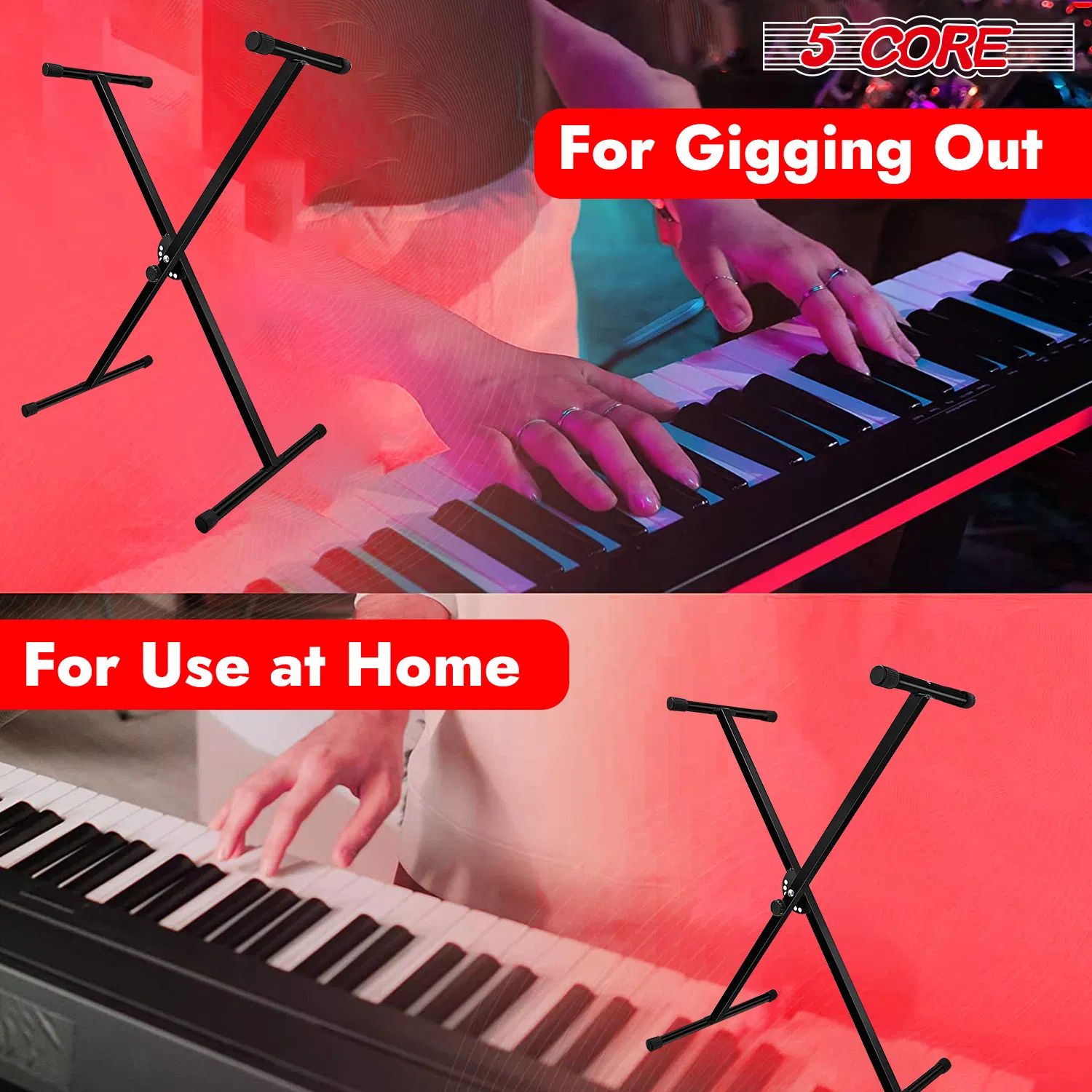 5 CORE Keyboard Stand Single X Style Adjustable Digital Electric Piano Riser Durable & Sturdy Music Synthesizer Holder Stands For 61 76 88 Keys photo 2