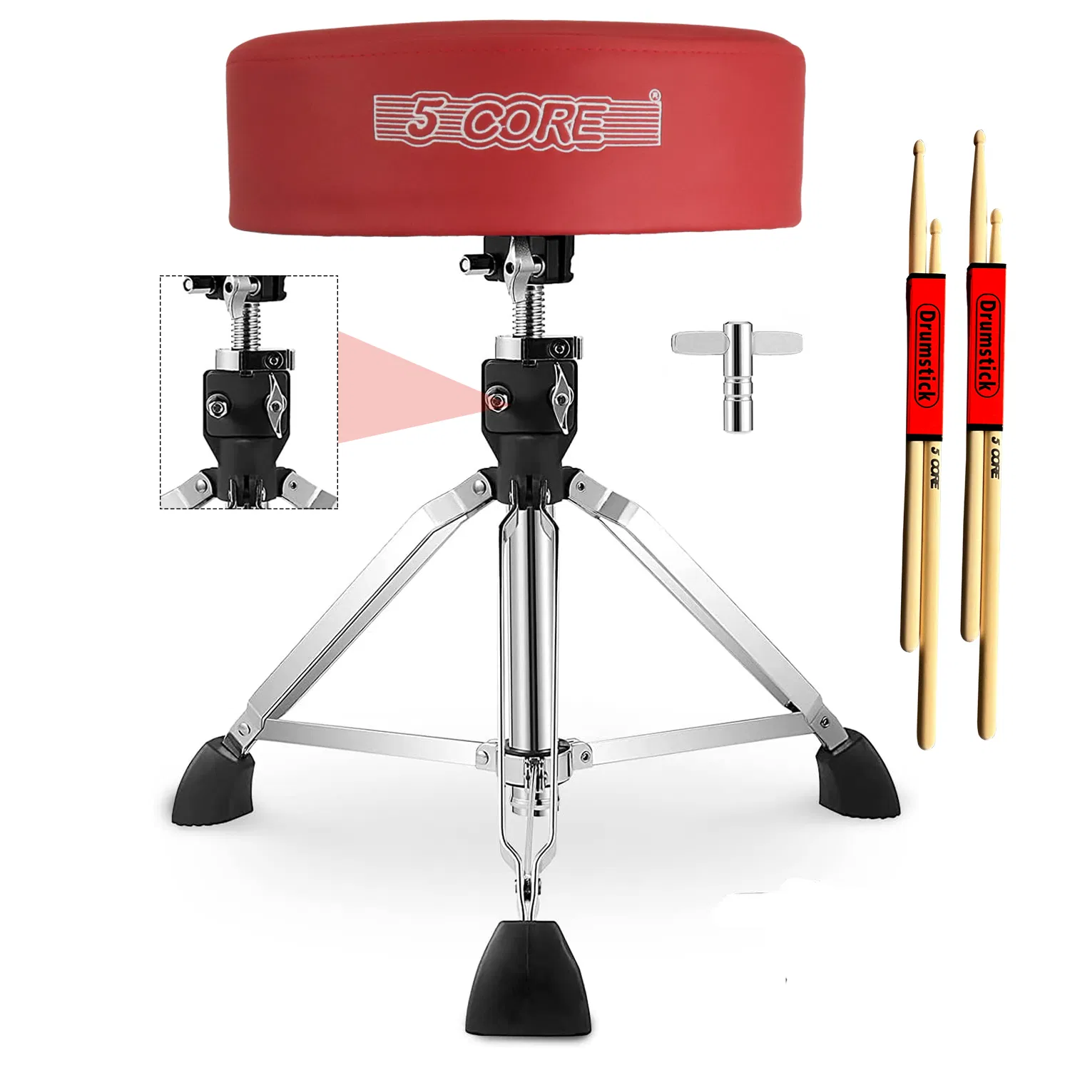 5 Core Drum Throne 4" Thick Padded Guitar Stool 400Lb Capacity Drummer Chair Swivel Adjustable photo 1