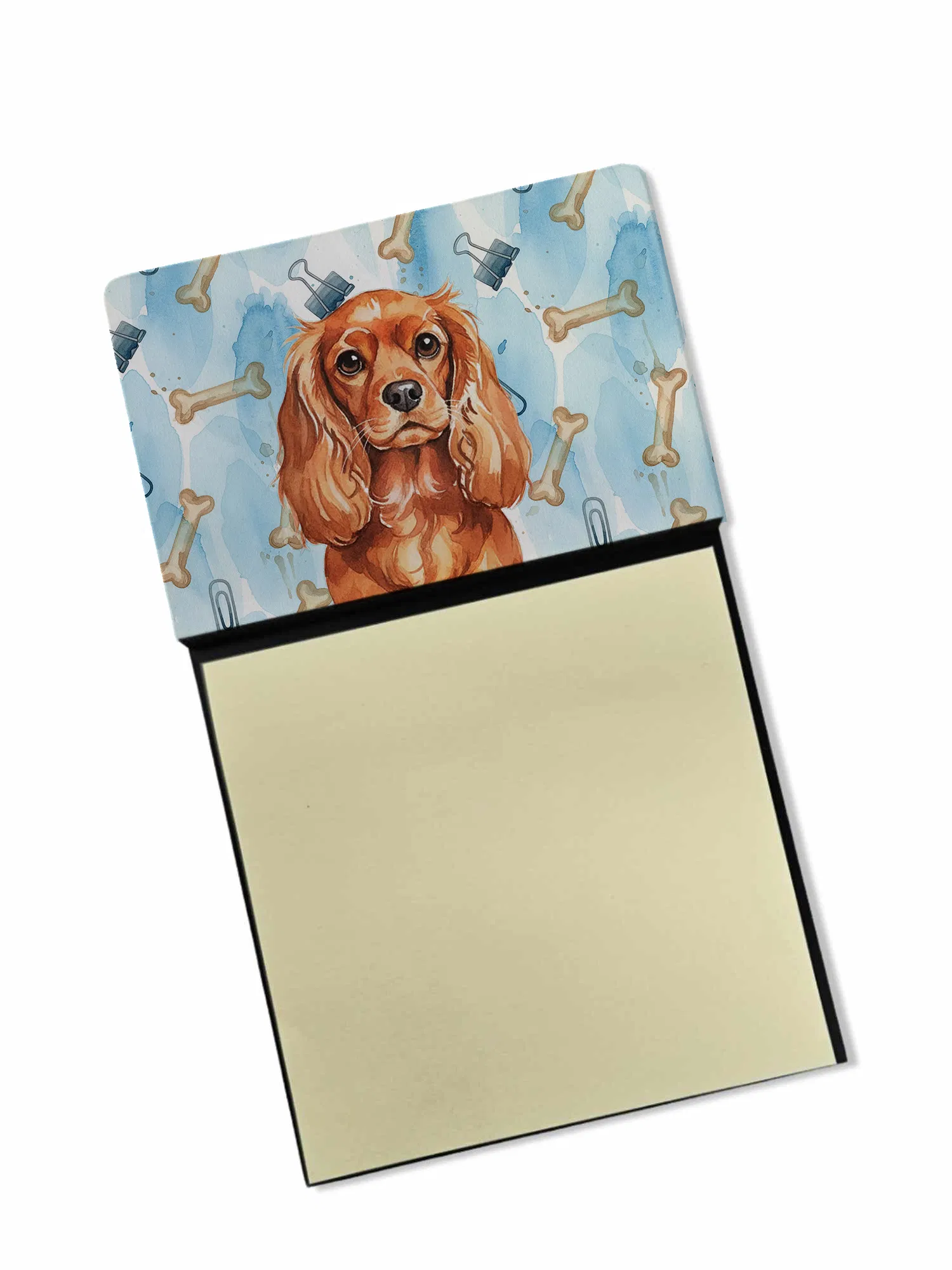 Ruby English Toy Spaniel Coworker Watercolor Sticky Note Holder Refillable Dispenser Desk Accessory 3x3 Pad Gift photo 1