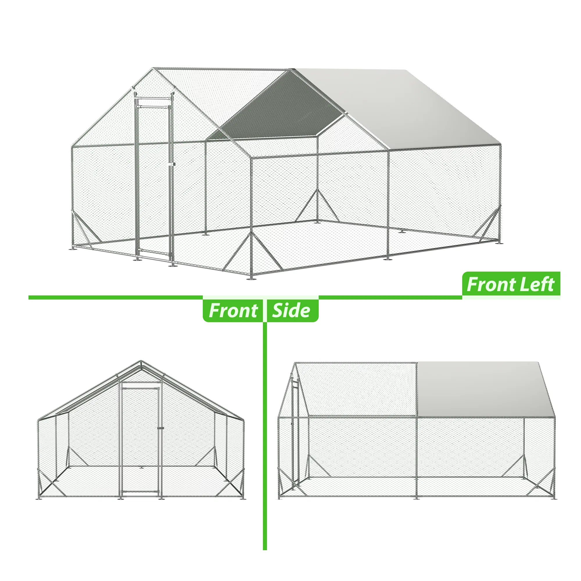10 x 13ft Outdoor Large Metal Chicken Run Coop with 1 piece of Waterproof Cover, Garden Backyard Walk-in Hen Cage Poultry Pet Hutch for Farm Use photo 7