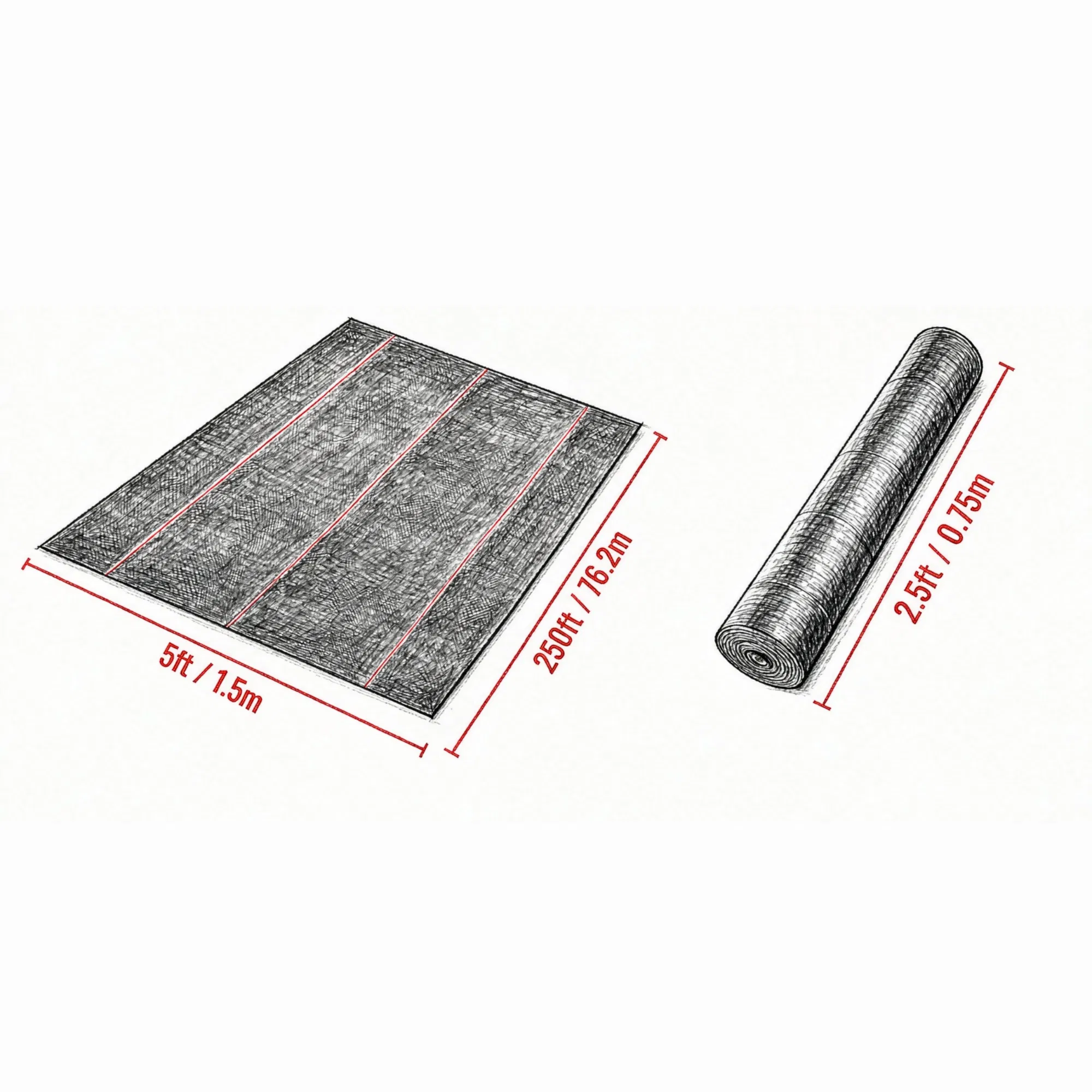 5 x 250FT Weed Barrier Landscape Fabric, 5Oz Premium Woven PP Ground Cover, Heavy Duty Single-Layer Weed Control, Easy Setup for Outdoor Garden, Lawn & Driveway, Black photo 4