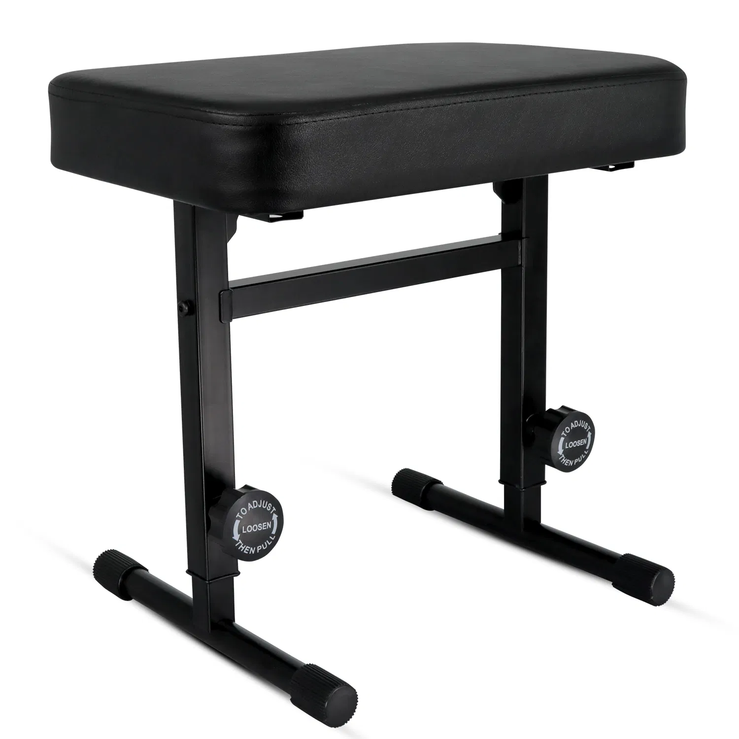 5 CORE Keyboard Bench Piano Stool T Style Black Thick Padded Cushion Seat | Height Adjustable 17 to 22 inch | Keyboard Chair (PU Leather) KBB H-ADJ BLK photo 1