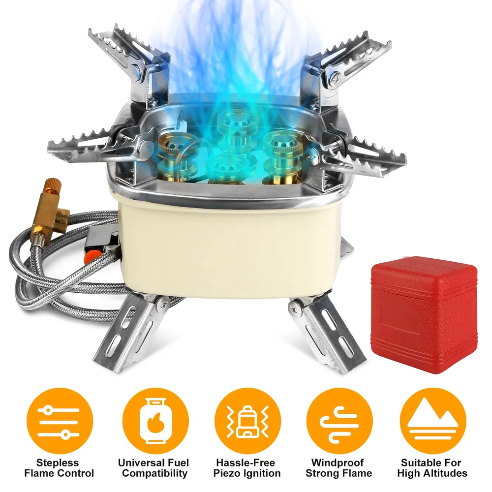 Foldable Portable Outdoor Gas Camping Stove 13000W Stepless Flame Control, Stainless Steel High Carbon Steel Copper Structure Supports 44lbs Multi Fuel with Carrying Bag Flexible Extension Tube photo 2