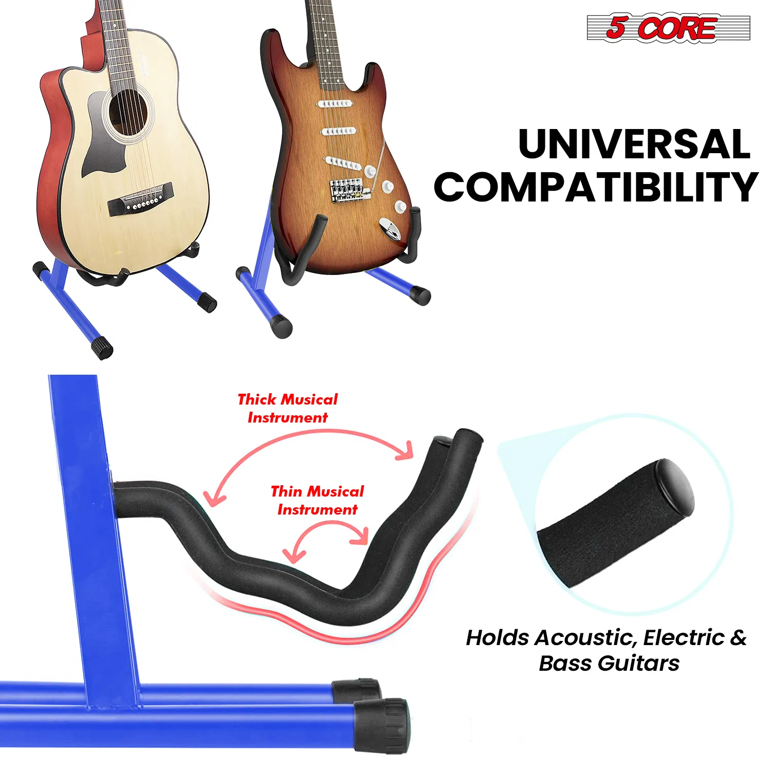 5 Core Guitar Stand A Frame w Soft Foam Arm Non Slip Rubber for Acoustic Electric Bass photo 5