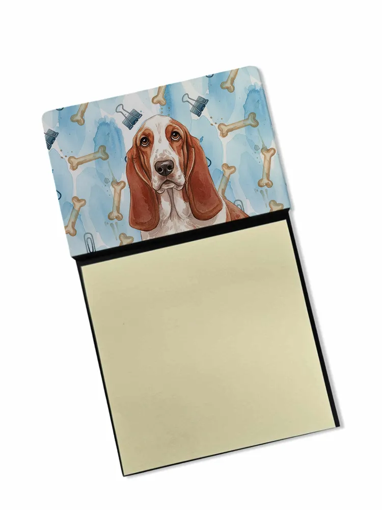 Red and White Basset Hound Coworker Watercolor Sticky Note Holder Refillable Dispenser Desk Accessory 3x3 Pad Gift photo 8