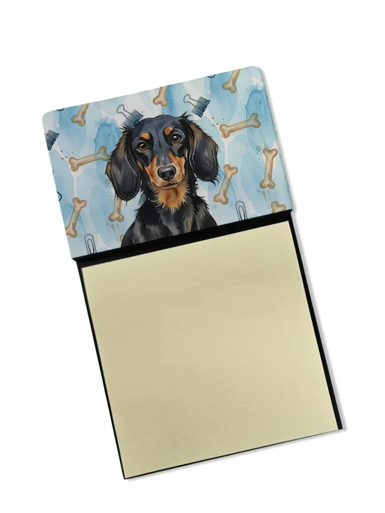 Longhaired Black and Tan Dachshund Coworker Watercolor Sticky Note Holder Refillable Dispenser Desk Accessory 3x3 Pad Gift photo 8
