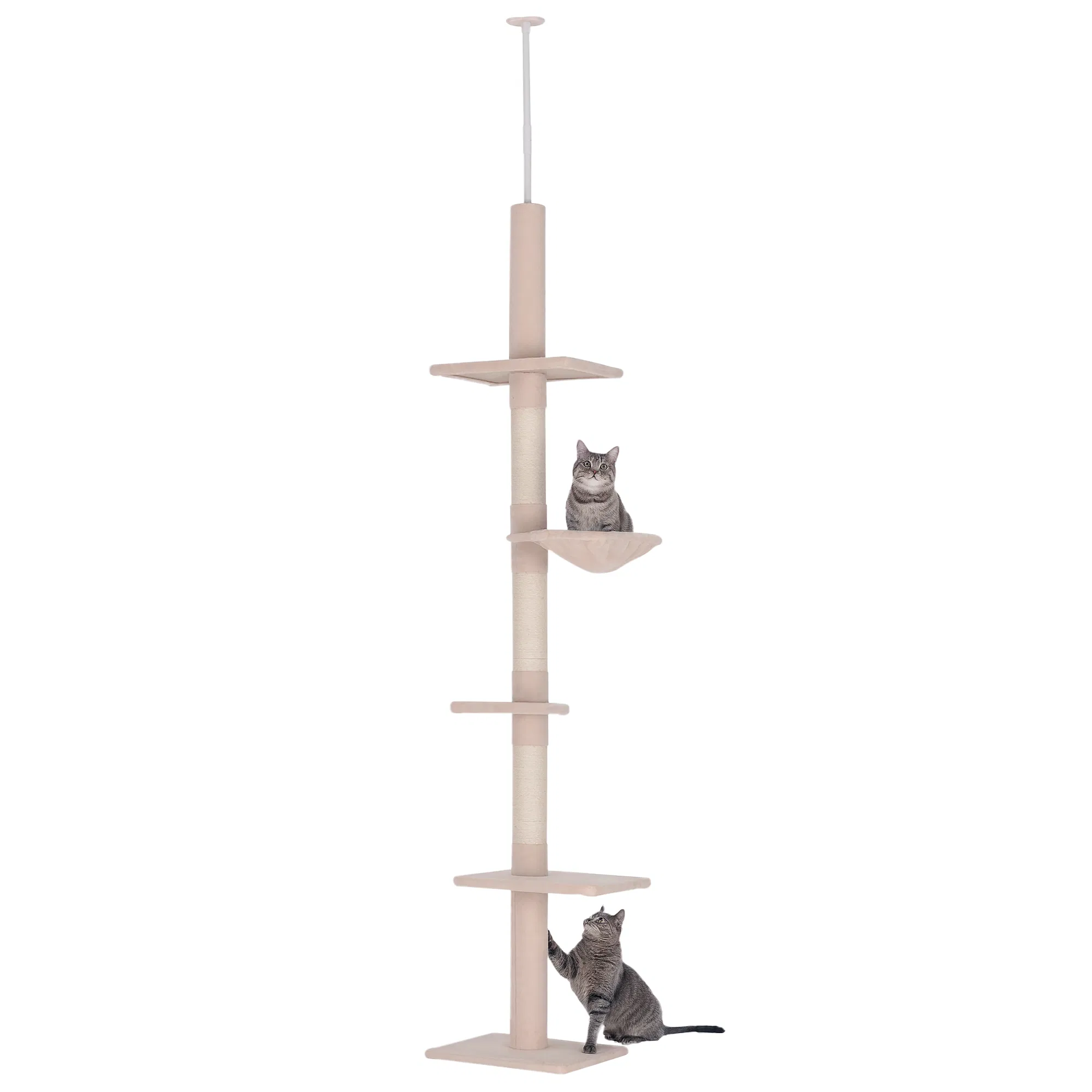 8.5ft Cat Climbing Tree 5-Tier Kitty Activity Center with Scratching Post Beige photo 1