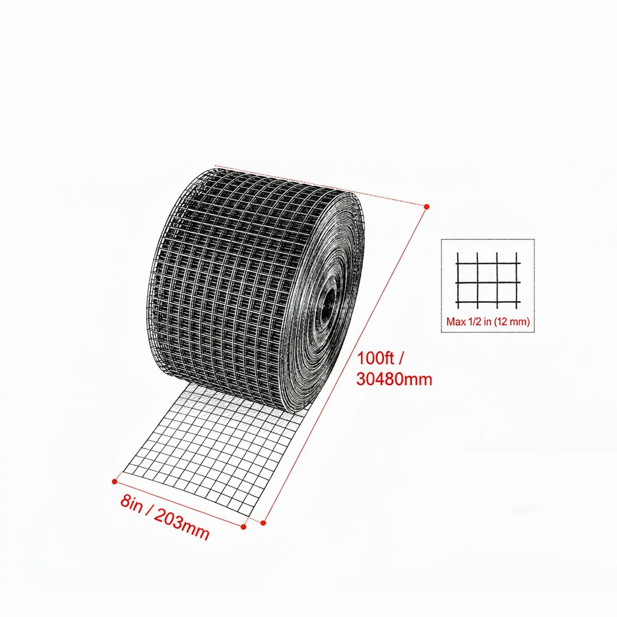 8" x 100ft Solar Panel Bird Guard Kit, Rust-Proof PVC Coated Critter Guard Mesh with 100pcs Aluminum Fasteners photo 5