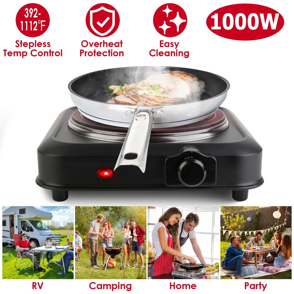 1200W Electric Infrared Single Burner Portable Heating Hot Plate Stove Countertop RV Hotplate with 7.5' Glass Cooktop Stepless Temperature Adjustments for Home RV Camp photo 2