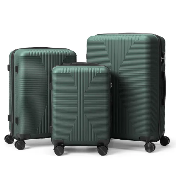 Non-TSA approved combination lock, three-in-one PP trolley suitcase, 20in, 24in, 28in, dark green photo 8