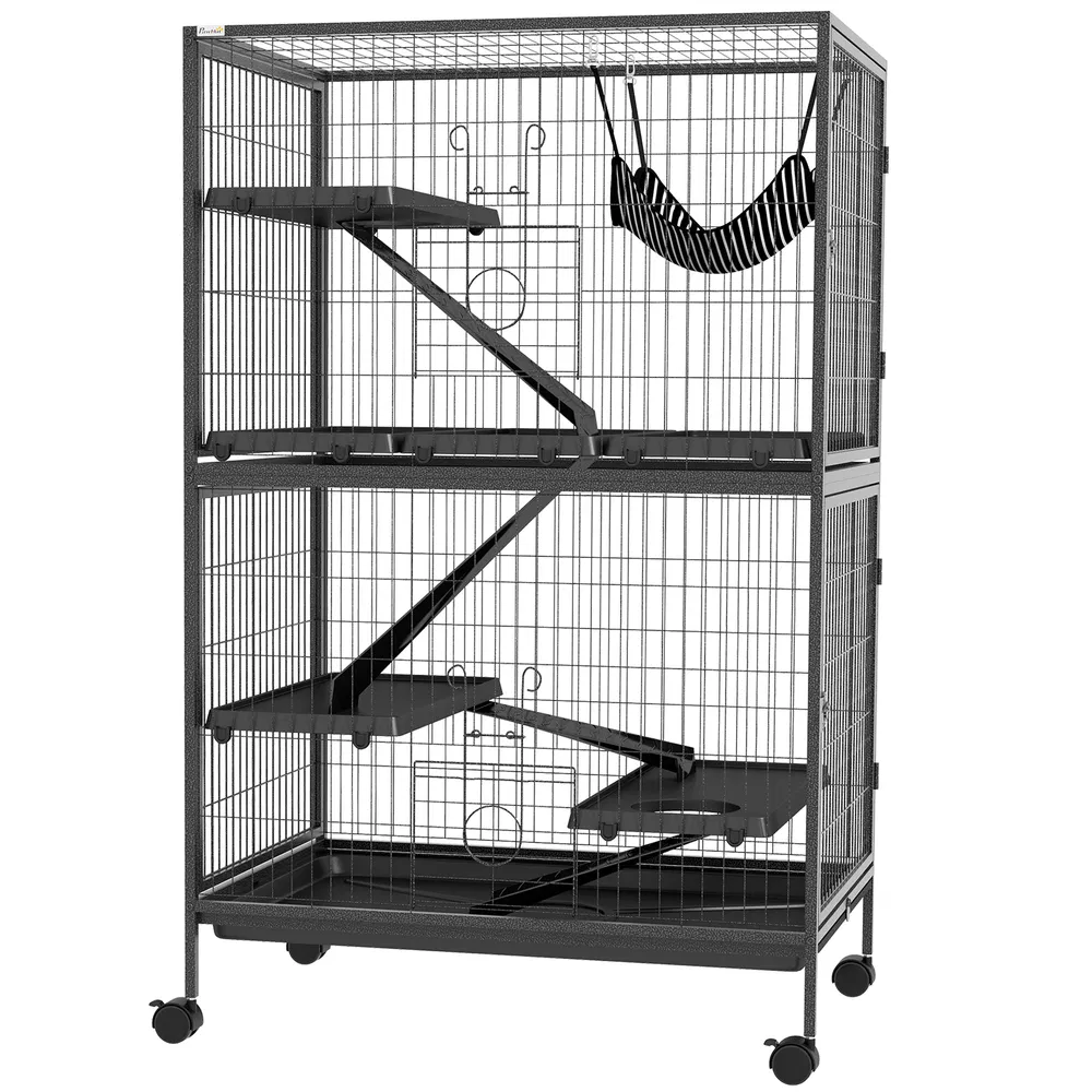 5-Tier Rolling Small Animal Cage, Deluxe Guinea Pig Cage, Ferret Cage for Mink Chinchilla Kitten Rabbit, Grey photo 2