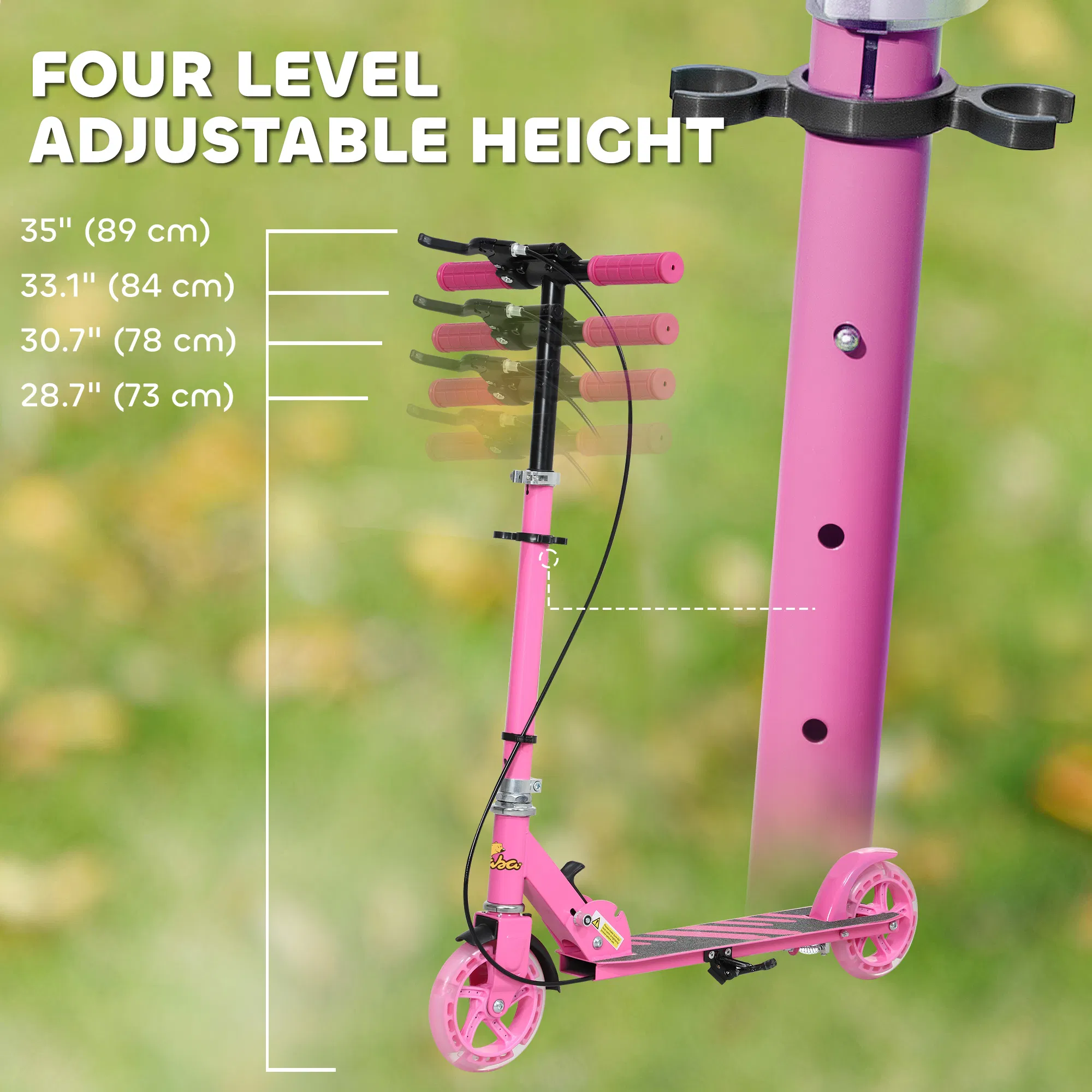 Scooter for Kids Ages 3-8 with Light Up Wheels, Adjustable Handlebar, Rear Brake & Handbrake for Girls and Boys, Pink photo 4