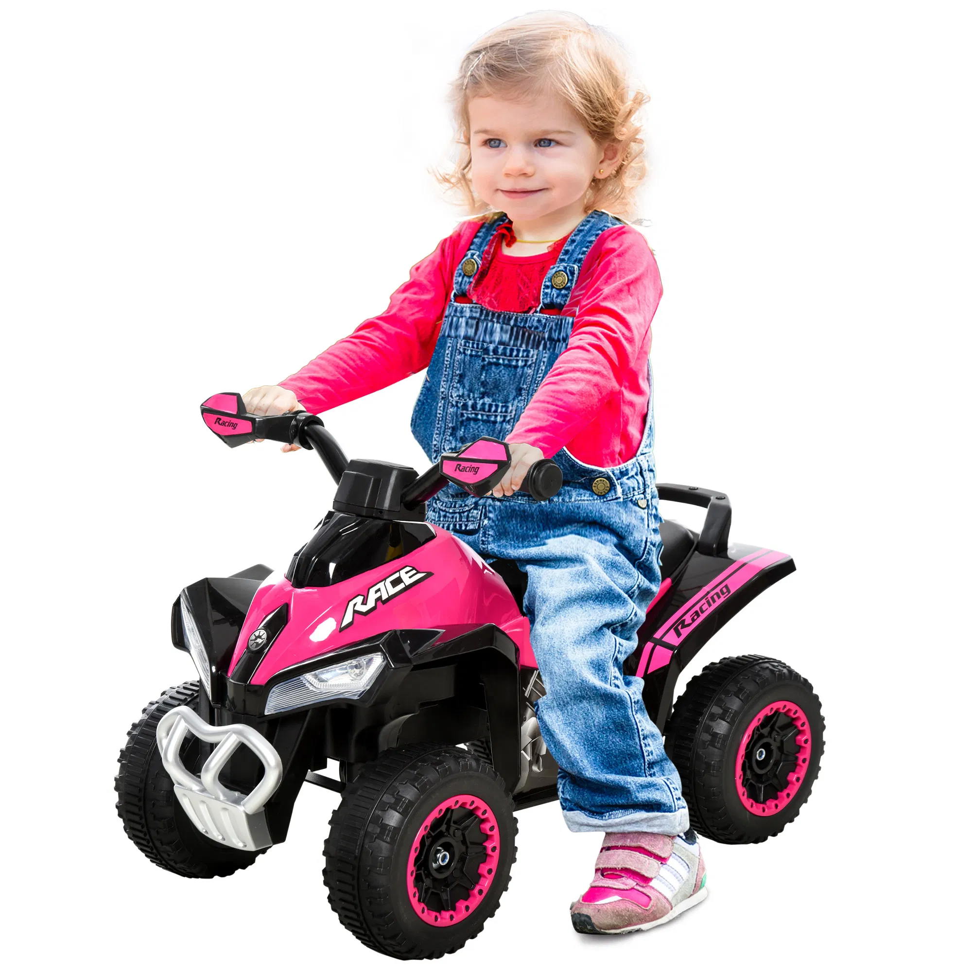No Power 4 Wheels Ride on Toy for Kids, Foot To Floor Slider Toddler Ride-on Car with Music, Lightening, for 18-36 Months Pink photo 1