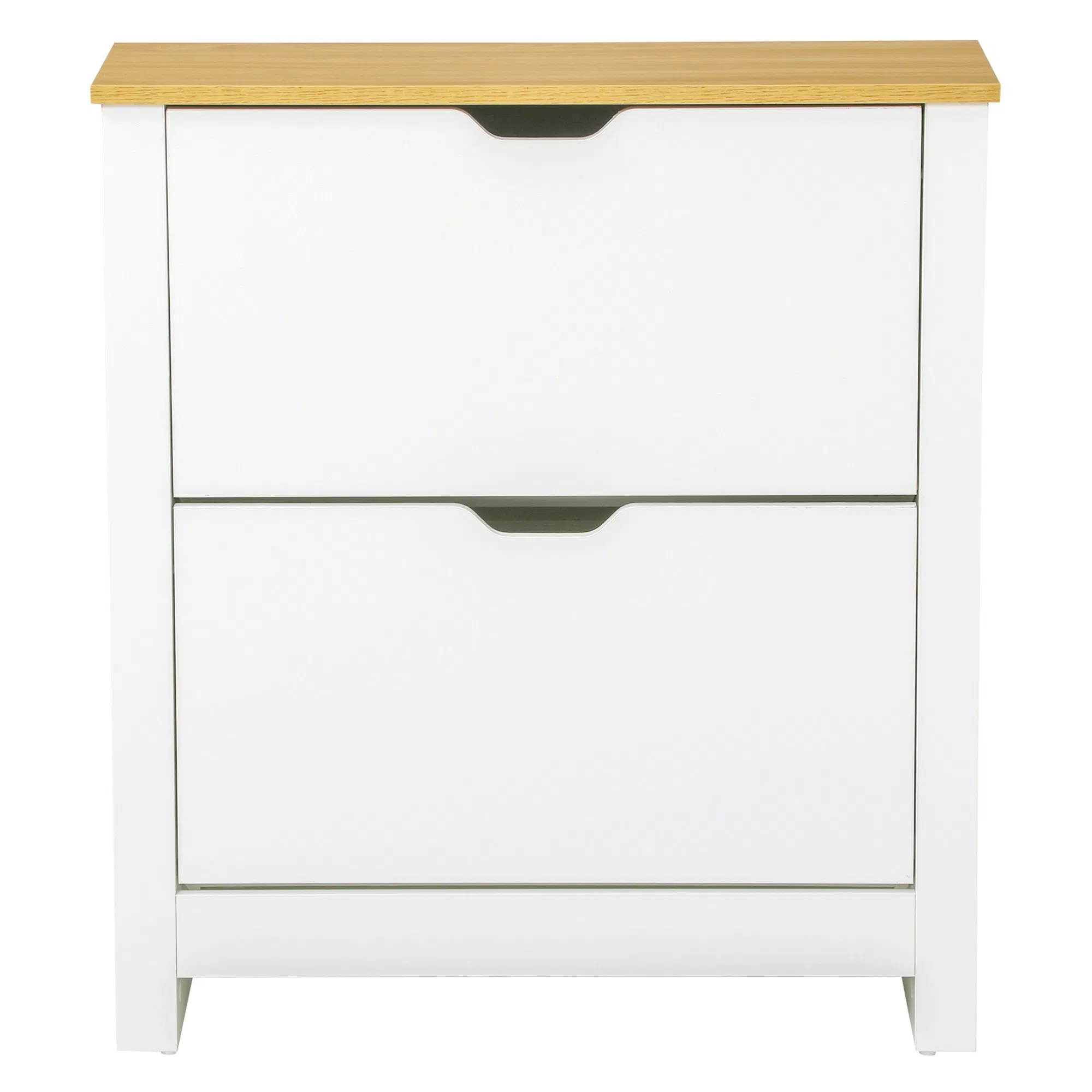 Shoe Storage Cabinet with 2 Flip Drawers and Adjustable Shelves for 6-12 Pairs of Shoes, White photo 1