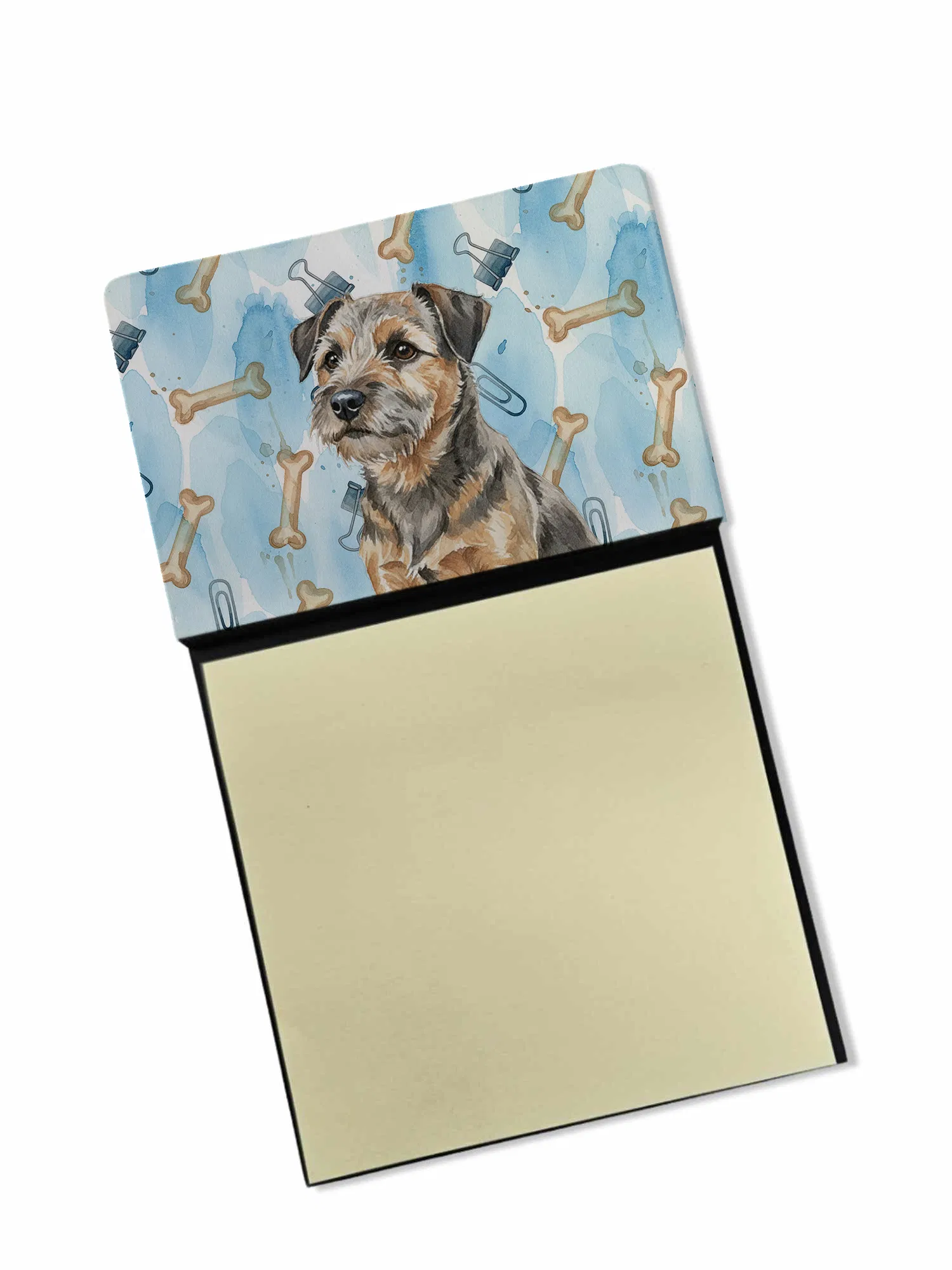 Grizzle and Tan Border Terrier Coworker Watercolor Sticky Note Holder Refillable Dispenser Desk Accessory 3x3 Pad Gift photo 1