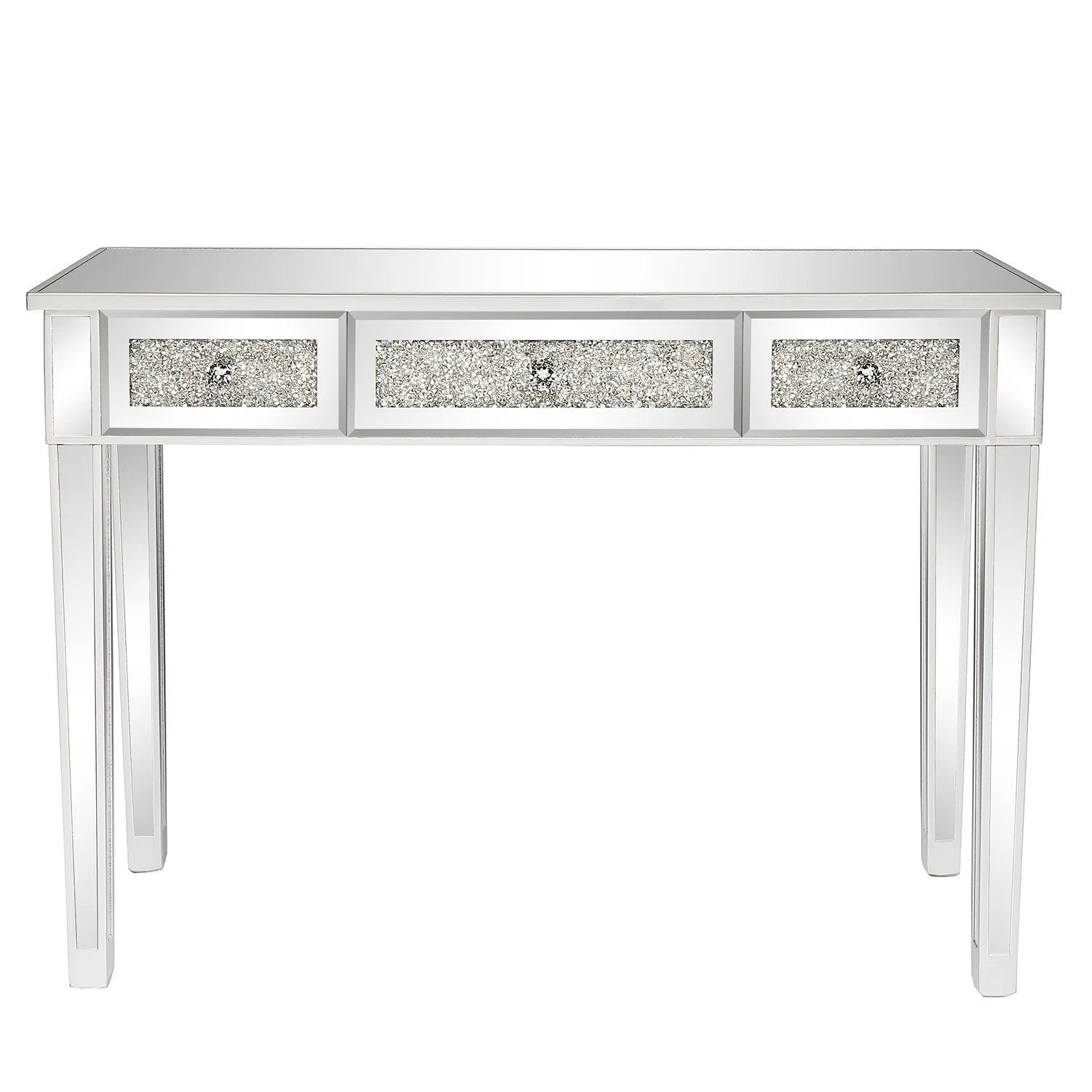 FCH Silver MDF Mirror Surface Broken Glass Three Pumping Computer Desk photo 1