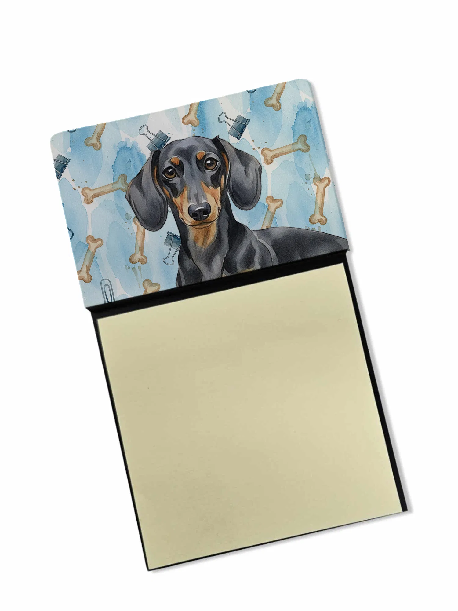Black and Tan Dachshund Coworker Watercolor Sticky Note Holder Refillable Dispenser Desk Accessory 3x3 Pad Gift photo 1