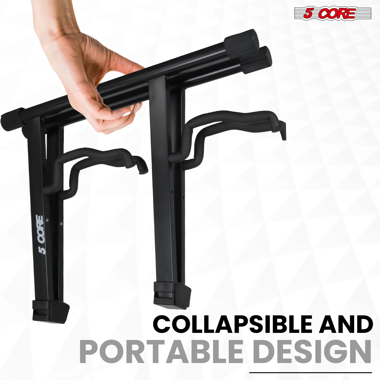 5 CORE Double Guitar Stand Floor Adjustable Heavy Duty A Frame Universal Folding Acoustic Electric Bass Mandolin Banjo Violin Holder Multiple Folding Stands For On Stage Studio Easy Assembly photo 5