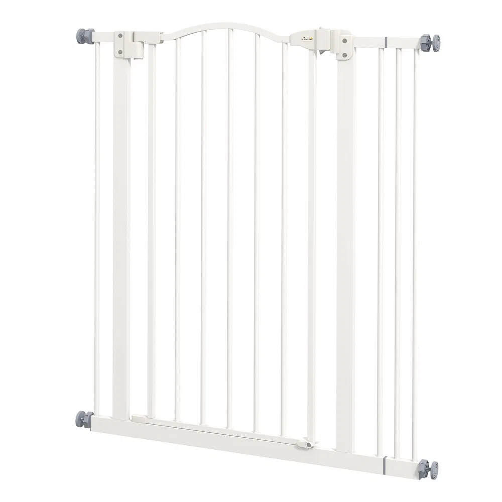 Extra Tall Dog Gate with Door, Pressure Fit, Auto Close, Double Locking for Doorways Hallways Stairs, 29"-34", White photo 2