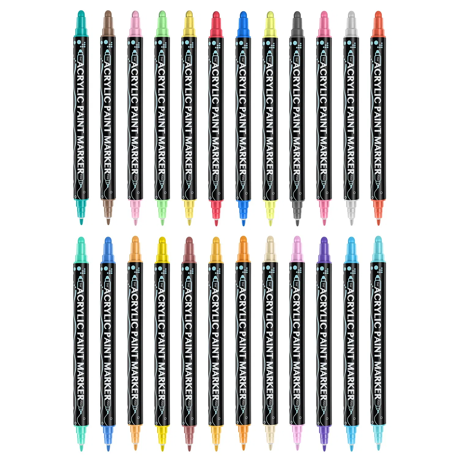 24/48 Colors Dual Tip Acrylic Paint Markers Set, Water-Based Paint Pens with Fine & Broad Tips, Quick-Dry Waterproof Art Markers for Rock Painting, Wood, Glass, Fabric, Ceramic, Canvas & DIY Crafts photo 1