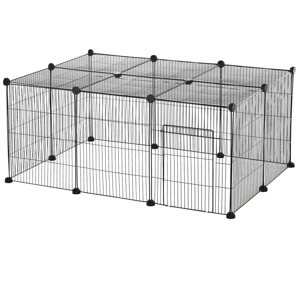 Small Animal Cage for Bunny, Guinea Pig, Chinchilla, Hedgehog, Portable Pet Enclosure with Door, 16 Panels photo 2