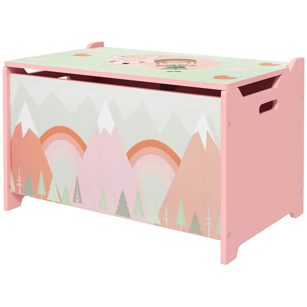 Toy Box with Lid, Toy Chest Storage Organizer for Bedroom with Safety Hinge, Pink photo 2