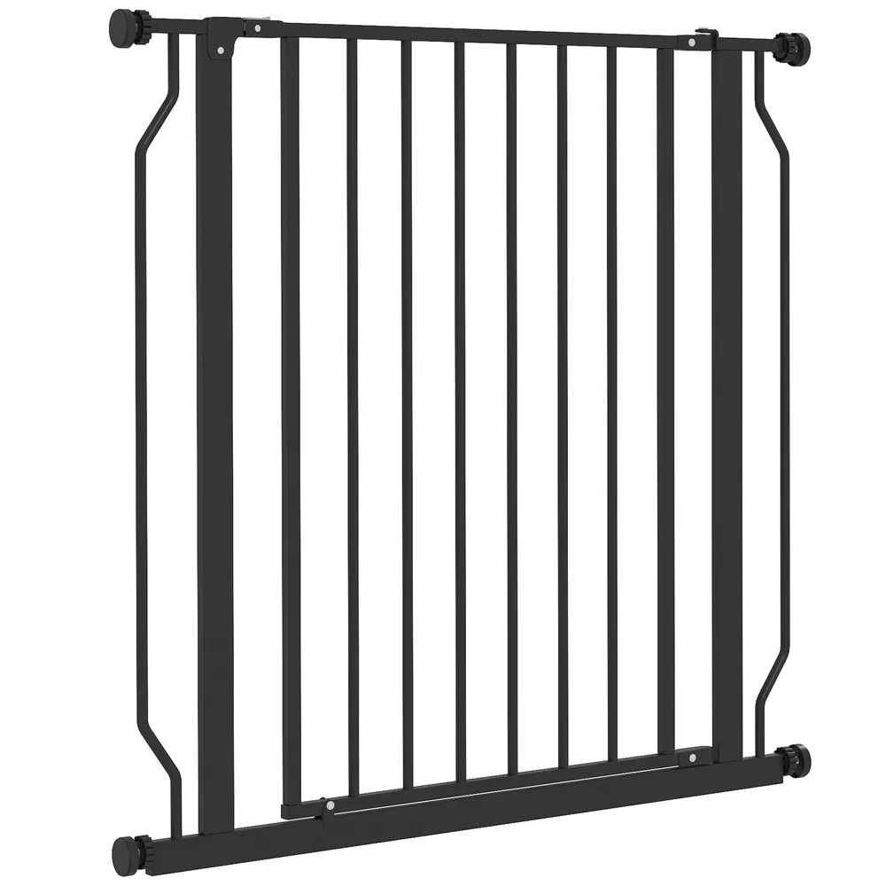 30"- 34" Easy Install Pet Gate w/ Door & Double Locking System, Extra Wide Dog Gate for Stairs, Hallways, Black photo 2