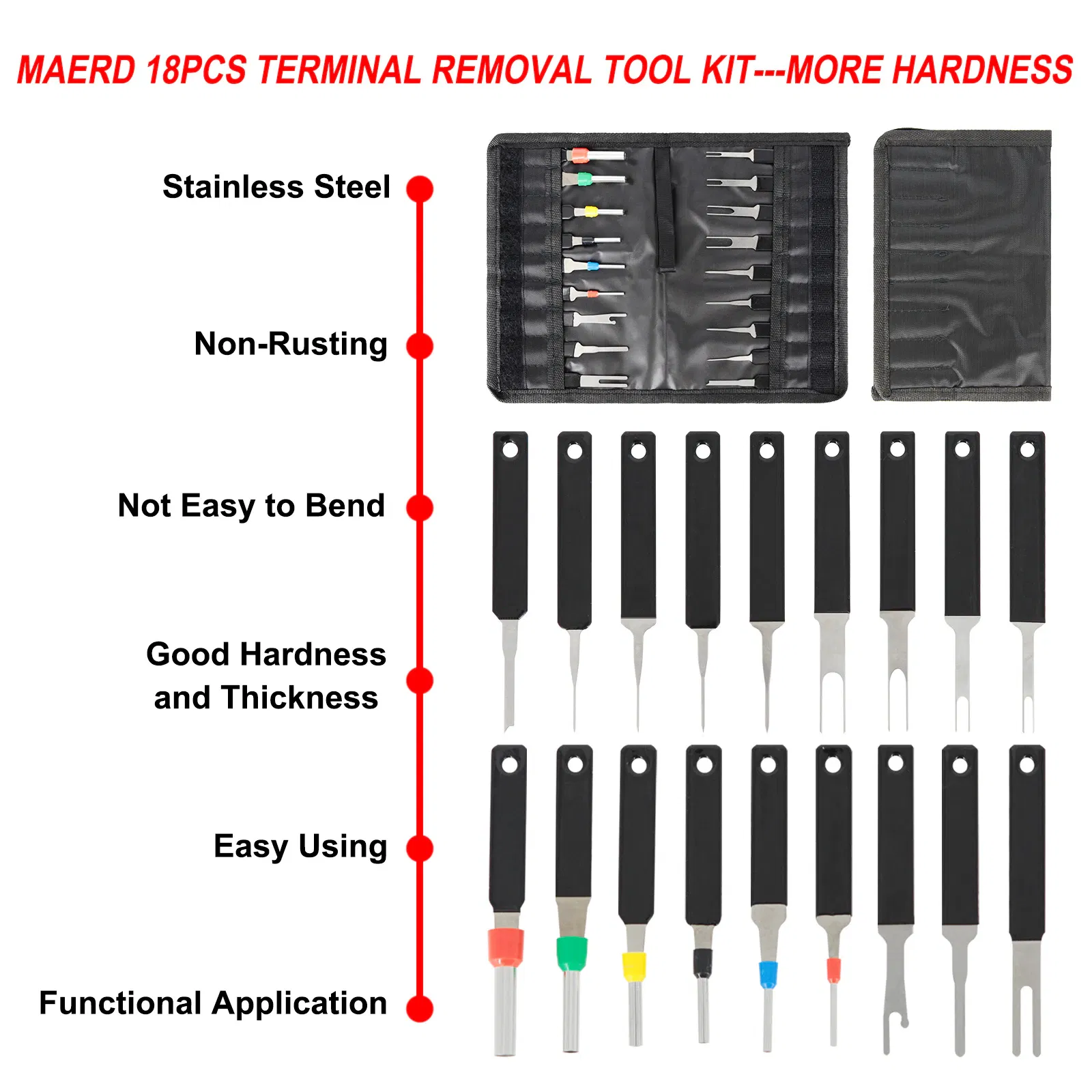 18Pcs Heavy Duty Thick Car Terminal Removal Kit Wire Connector Pin Release Tool photo 4