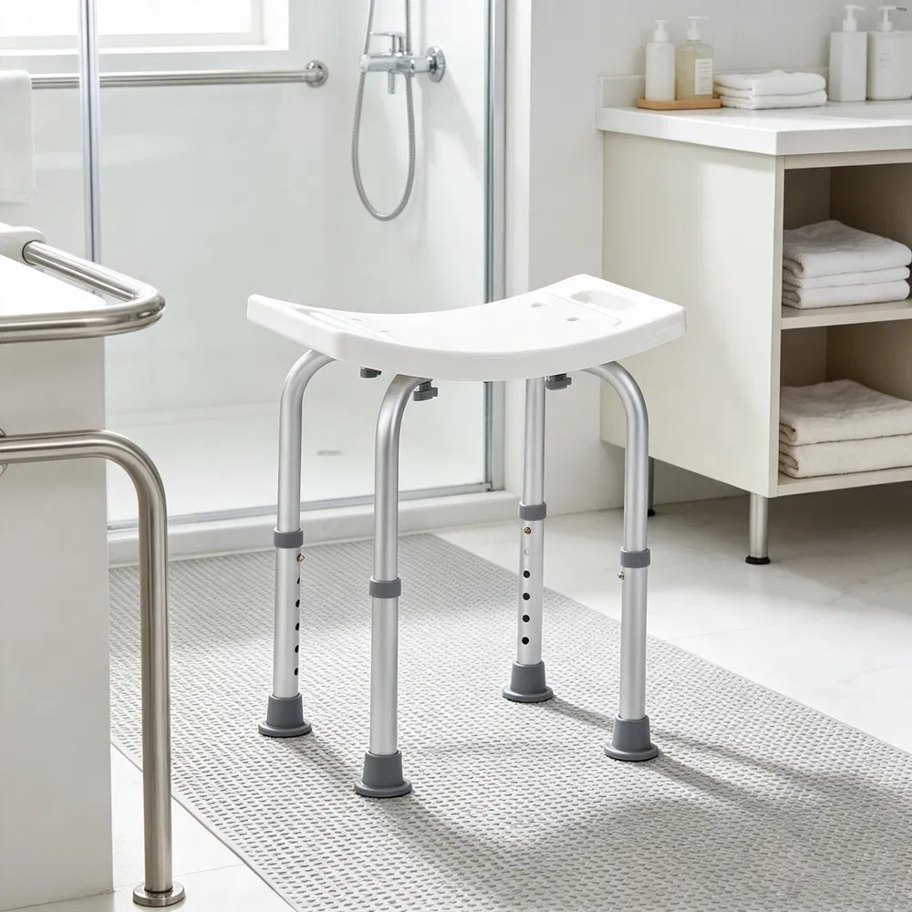 Shower Chair, Adjustable Height Shower Stool with Built-in Handles, Non-Slip Bath Bench Seat for Inside Shower or Tub, 350 lbs Capacity, for Elderly, Disabled & Handicap photo 7
