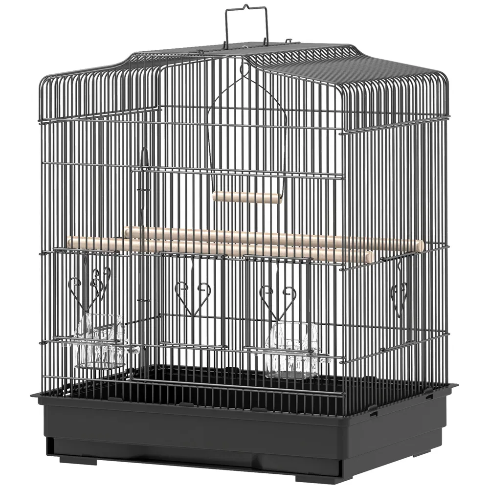 23" Bird Cage, Finches Canaries, Parrot Cage with Doors Perches, 2 Feeder Pet Supplies, Black photo 2