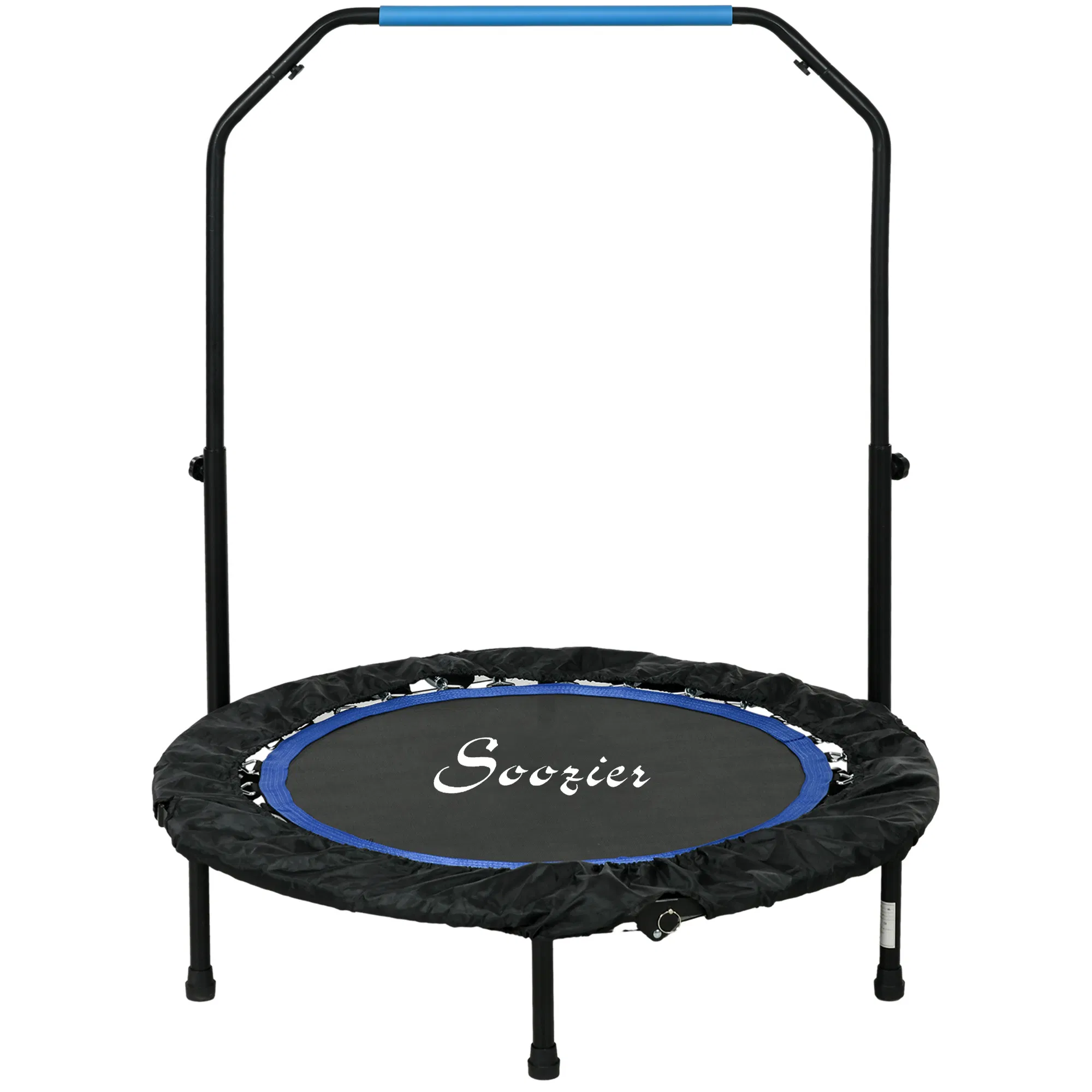 40" Foldable Mini Fitness Trampoline, with Adjustable Foam Handle, Blue photo 1