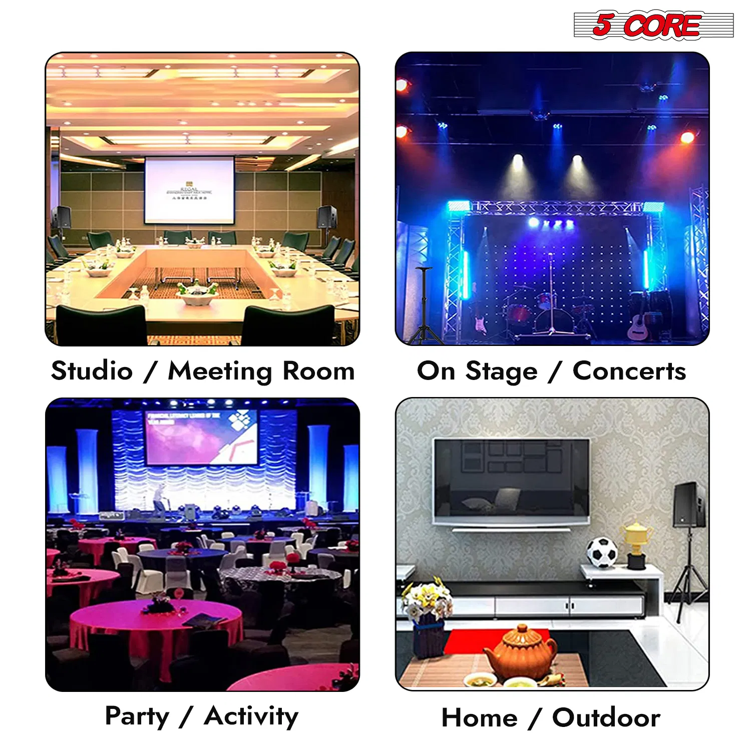 5 Core Speaker Stand Pair Adjustable 31 to 54" PA DJ Tripod Stands Heavy Duty w 35mm Add 132 Lbs photo 8