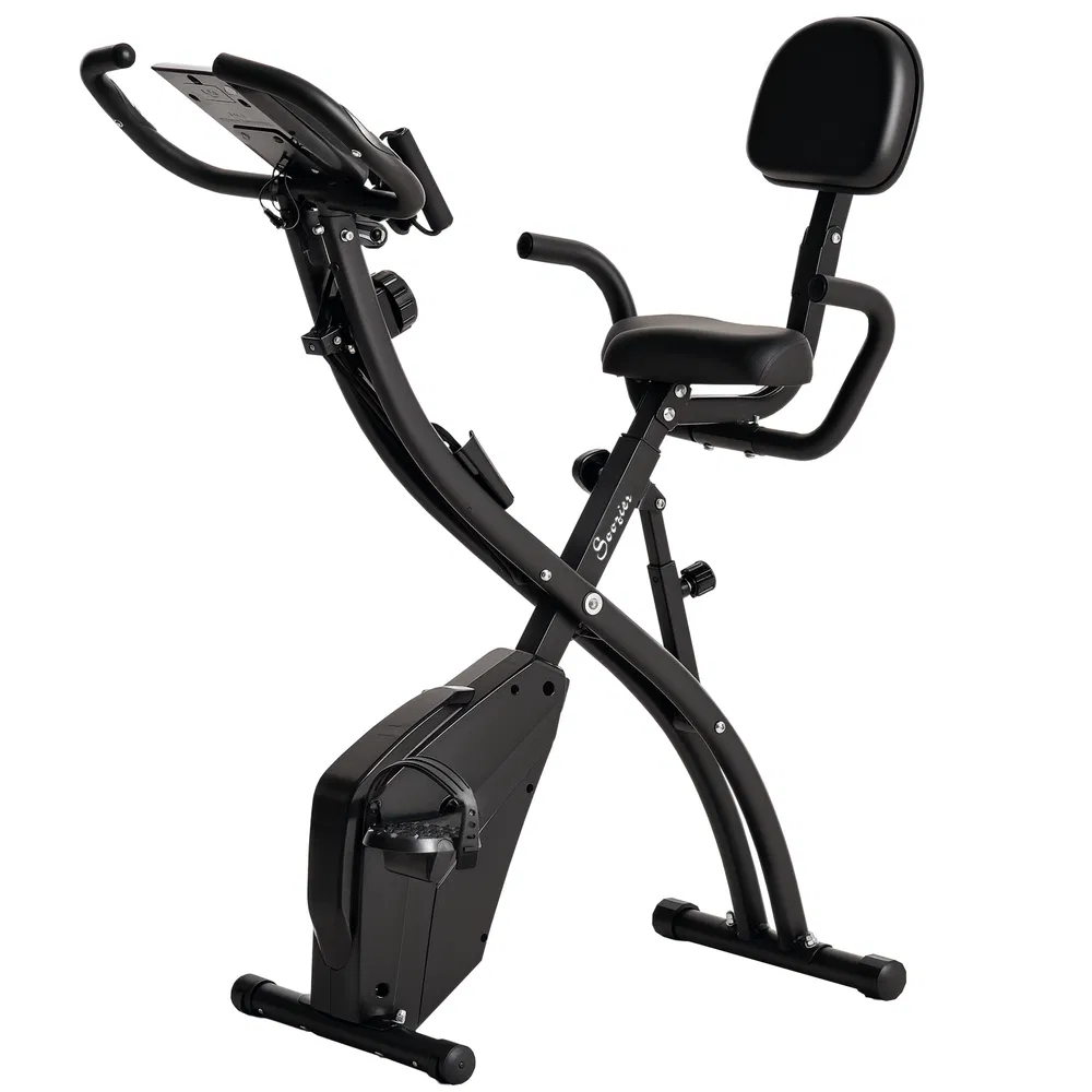 3 in 1 Folding Exercise Bike, Foldable Stationary Bike with 8-Level Magnetic Resistance, Adjustable Seat, Black photo 7